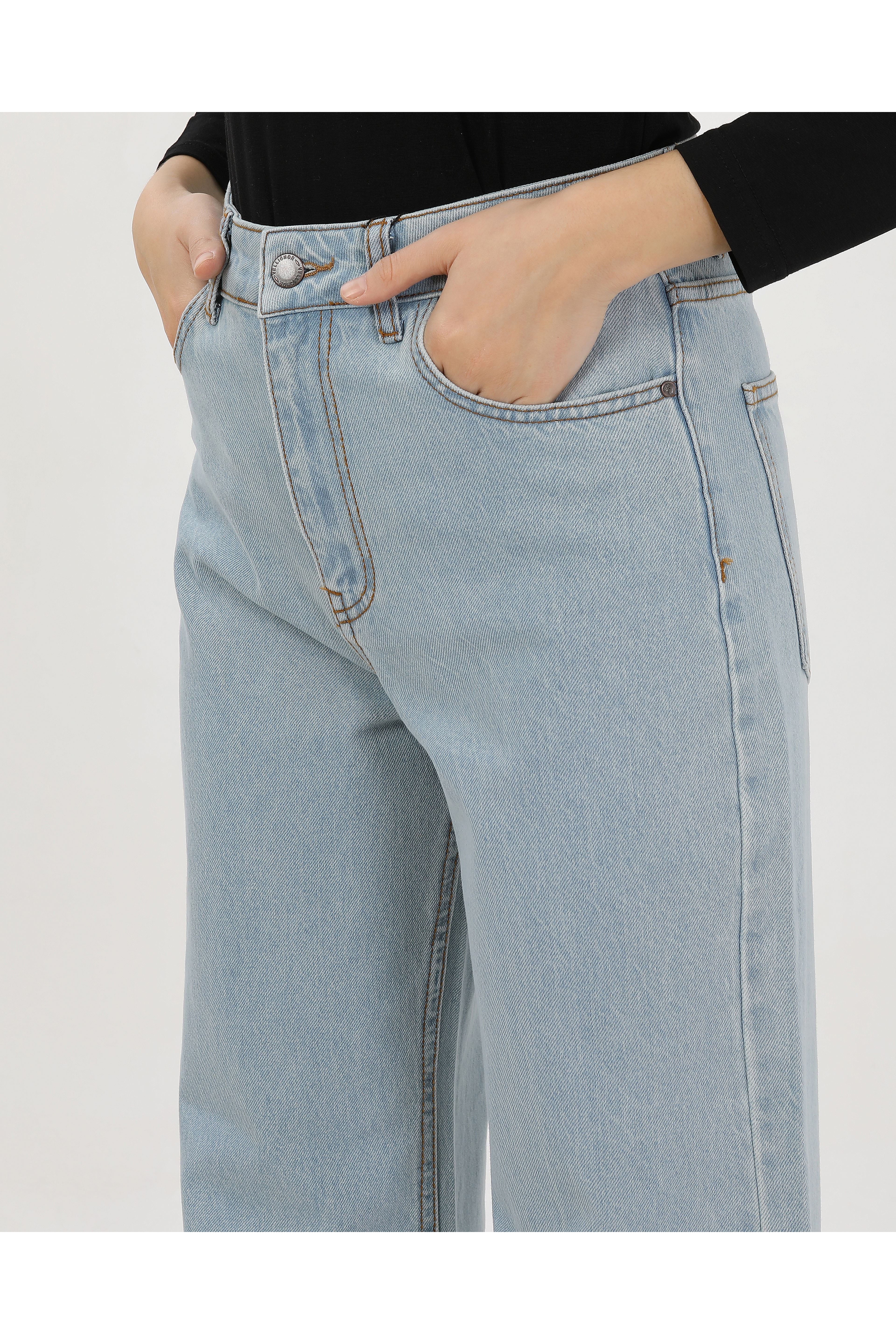 BÜYÜK BEDEN KADIN PANTOLON- AÇIK MAVİ