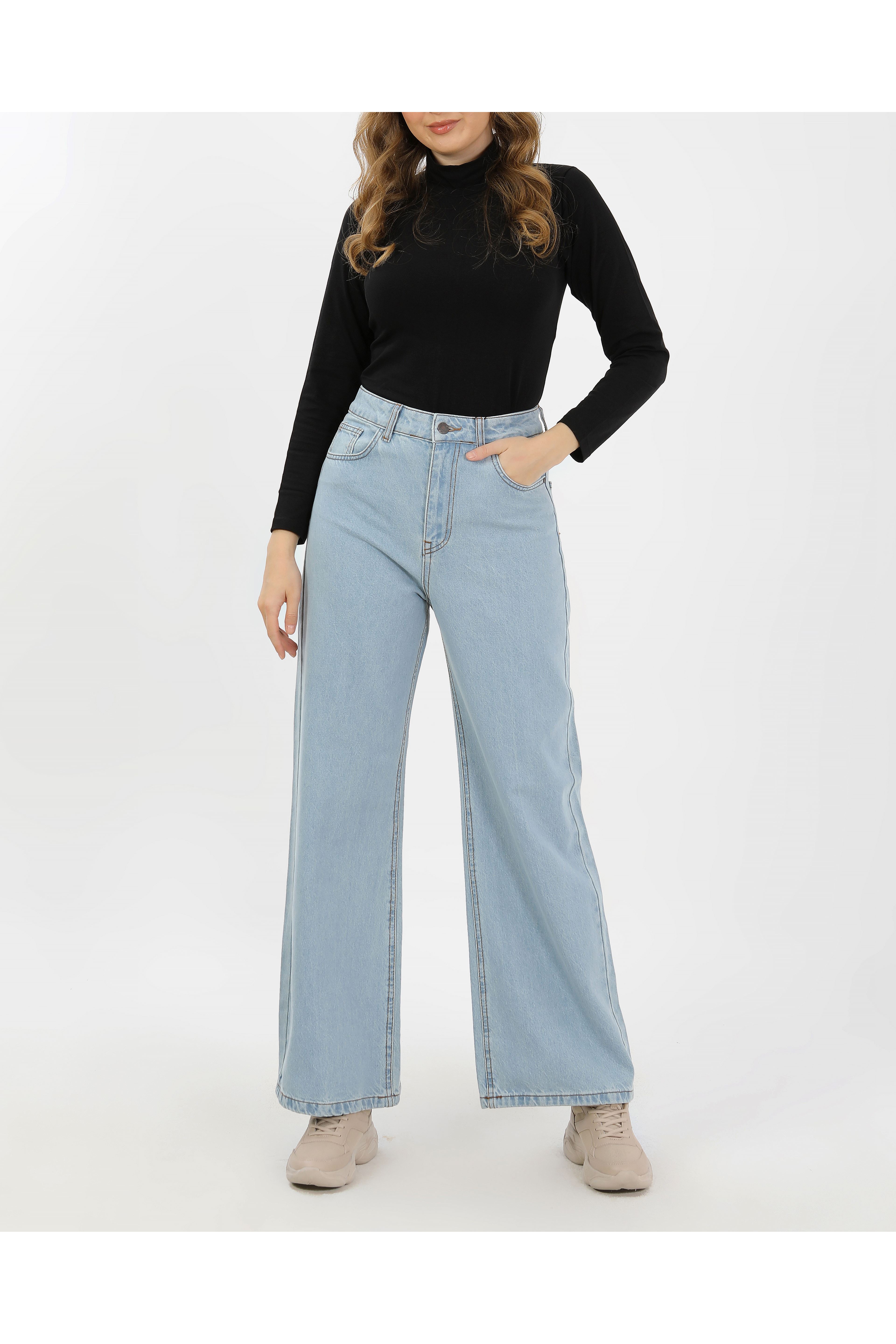 BÜYÜK BEDEN KADIN PANTOLON- AÇIK MAVİ