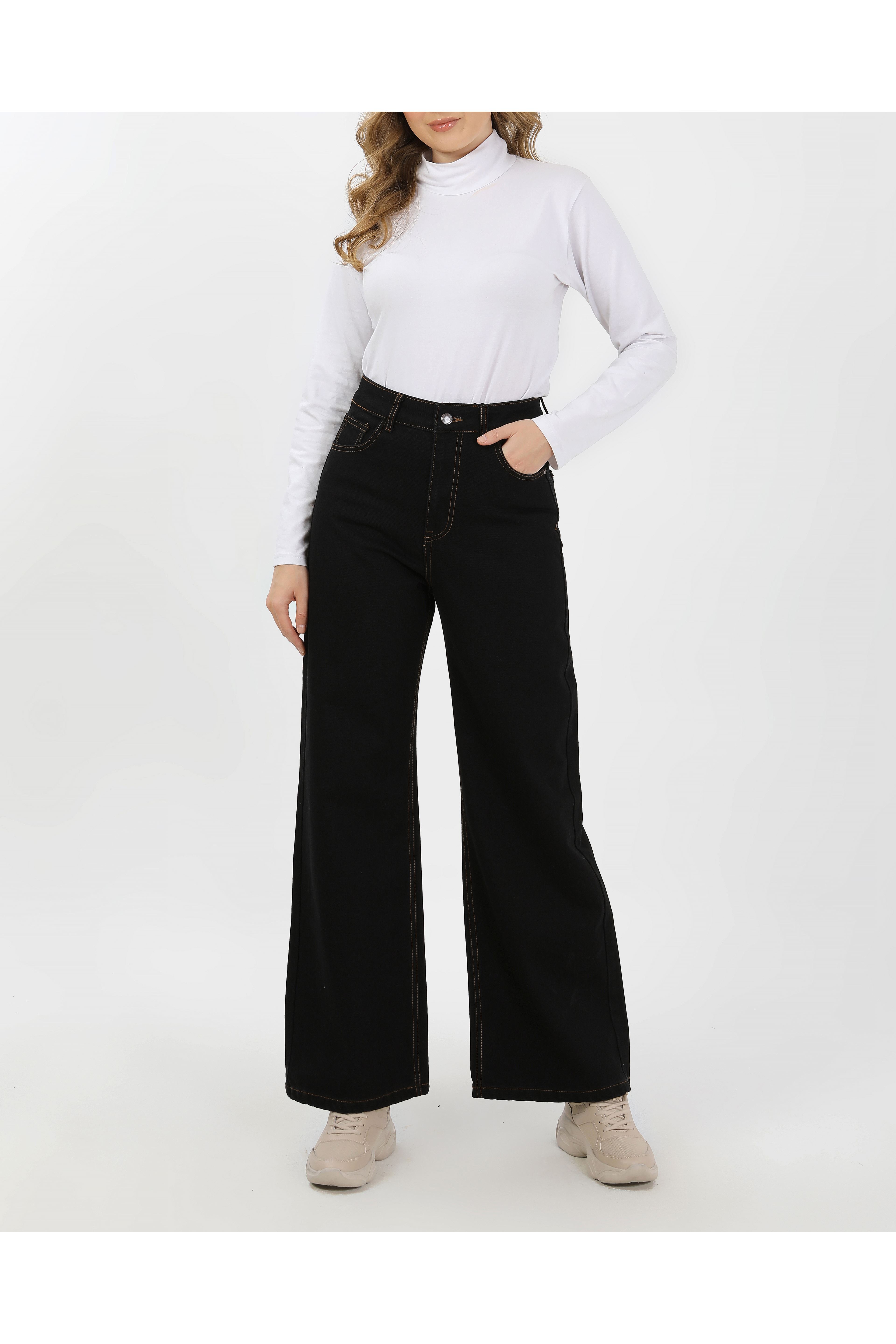 KADIN   YÜKSEK BEL DÜZ KESİM JEAN PANTOLON