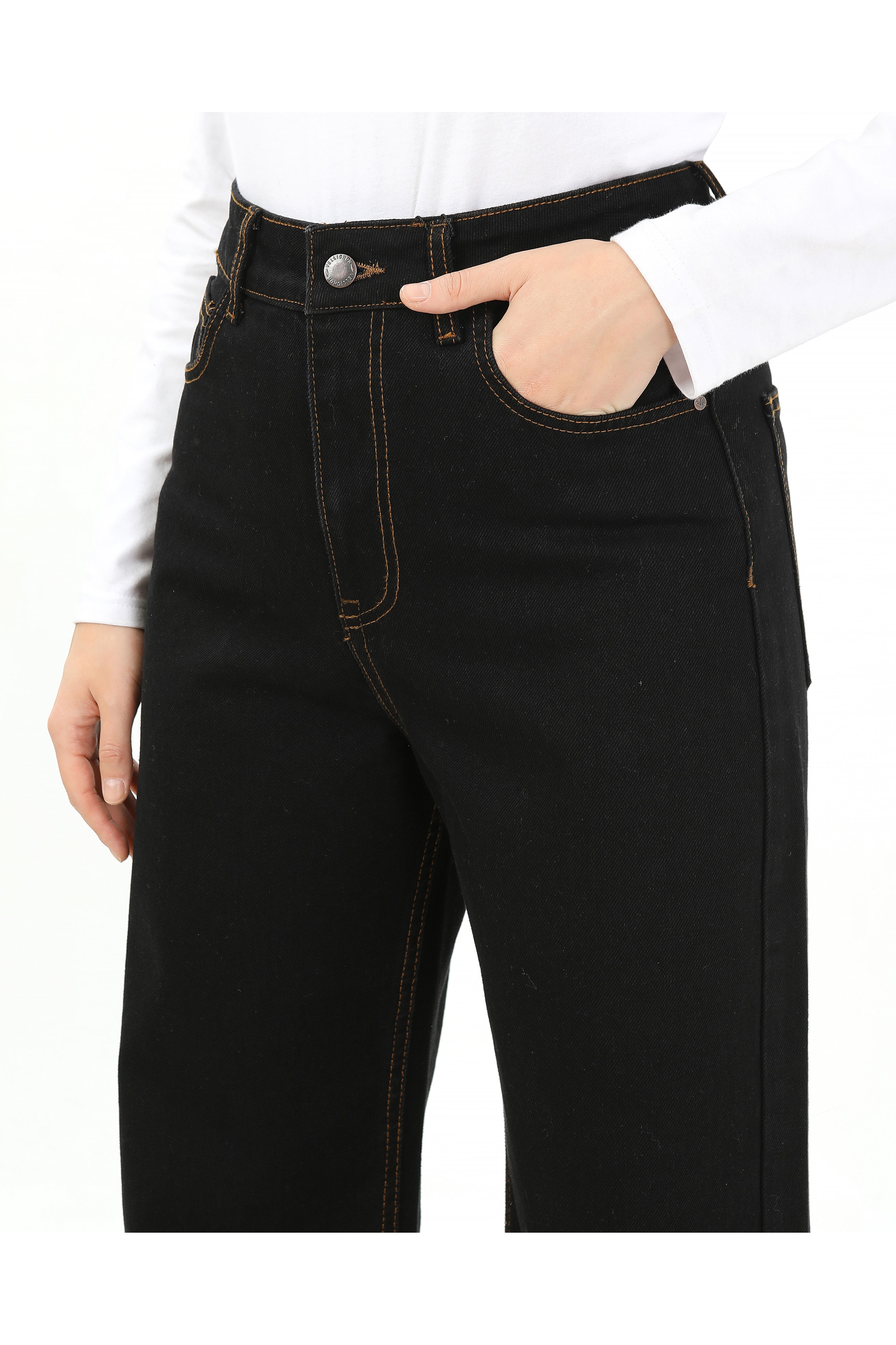 KADIN   YÜKSEK BEL DÜZ KESİM JEAN PANTOLON