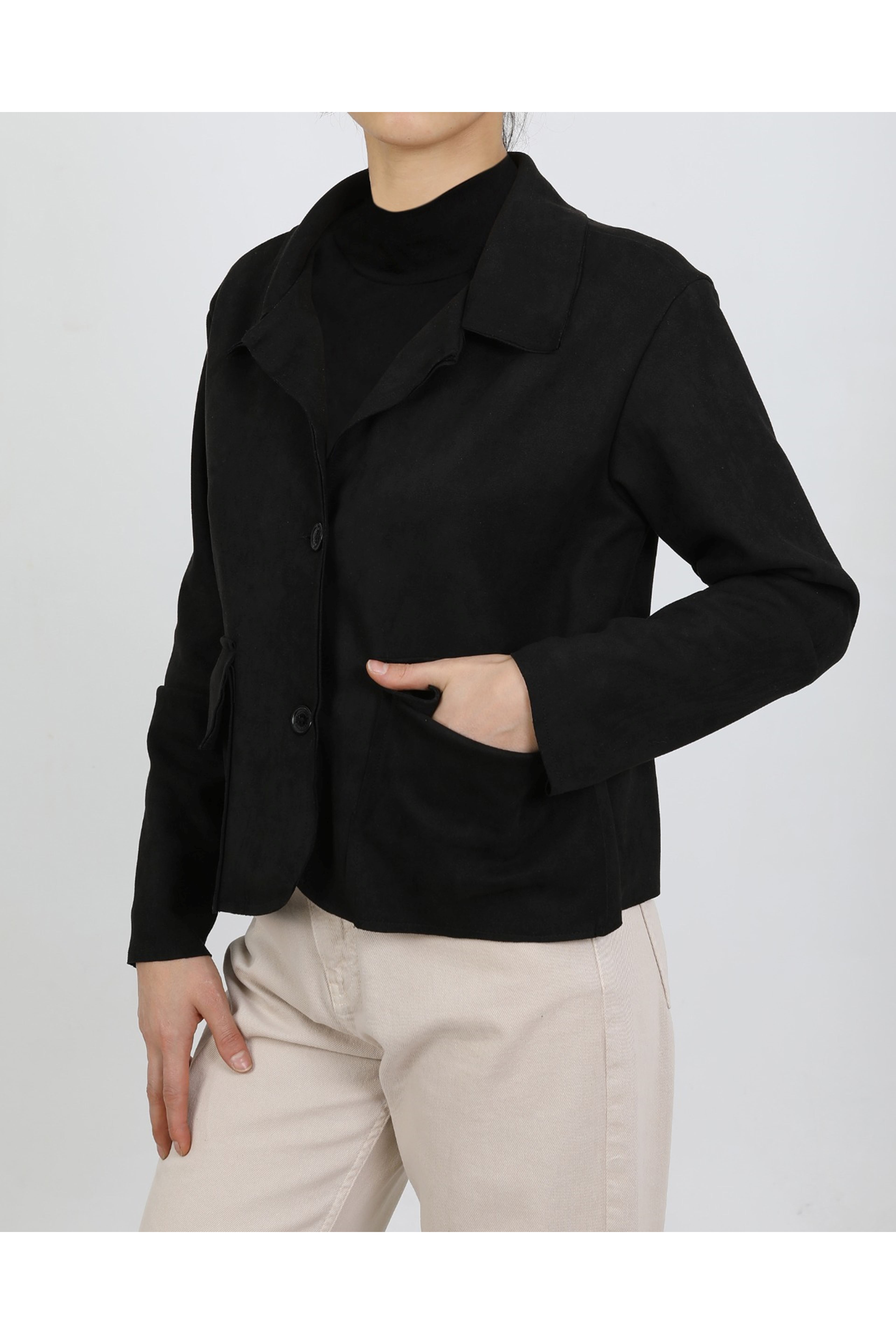 SÜET KADIN CEKET-SİYAH