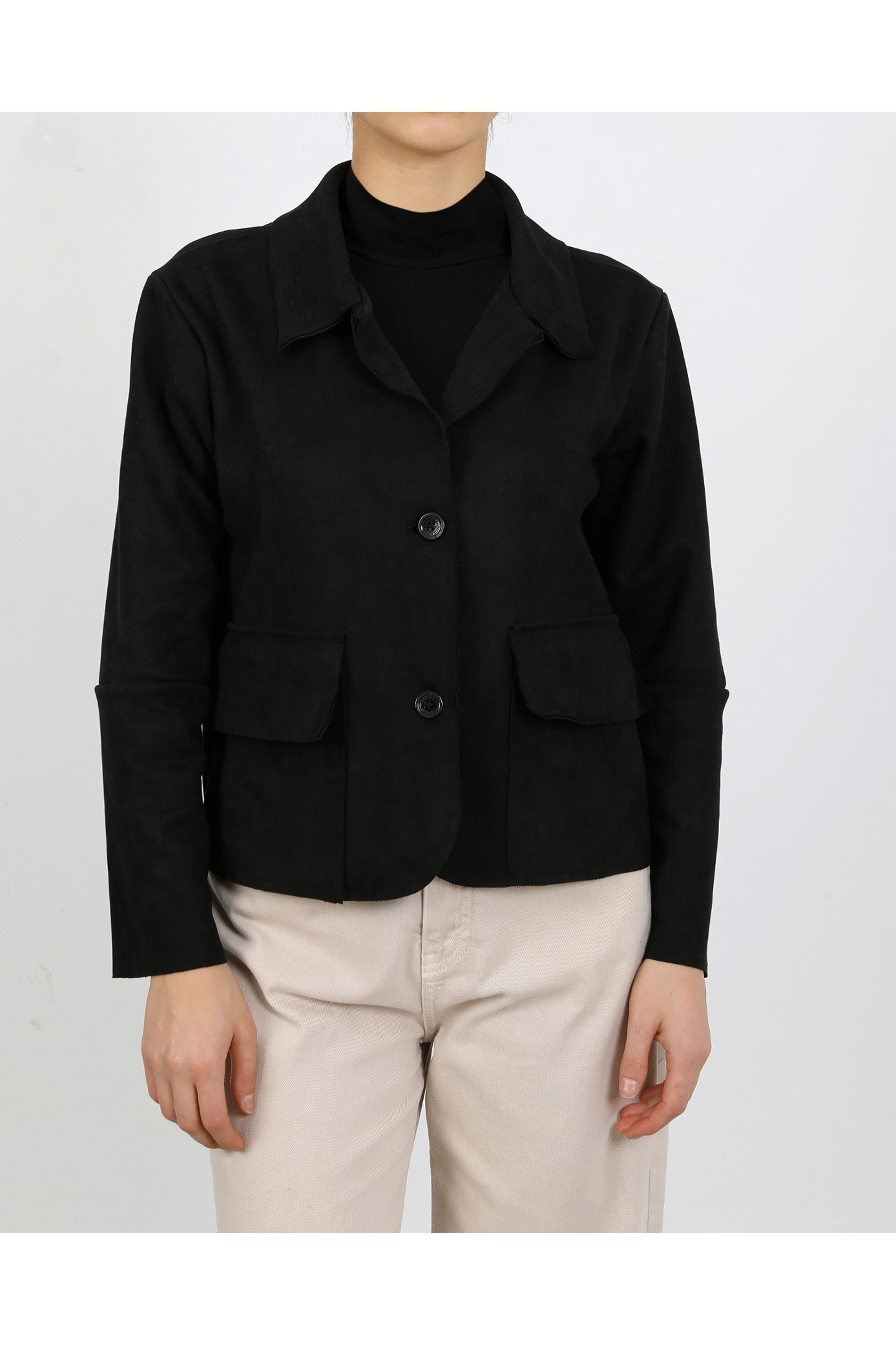 SÜET KADIN CEKET-SİYAH