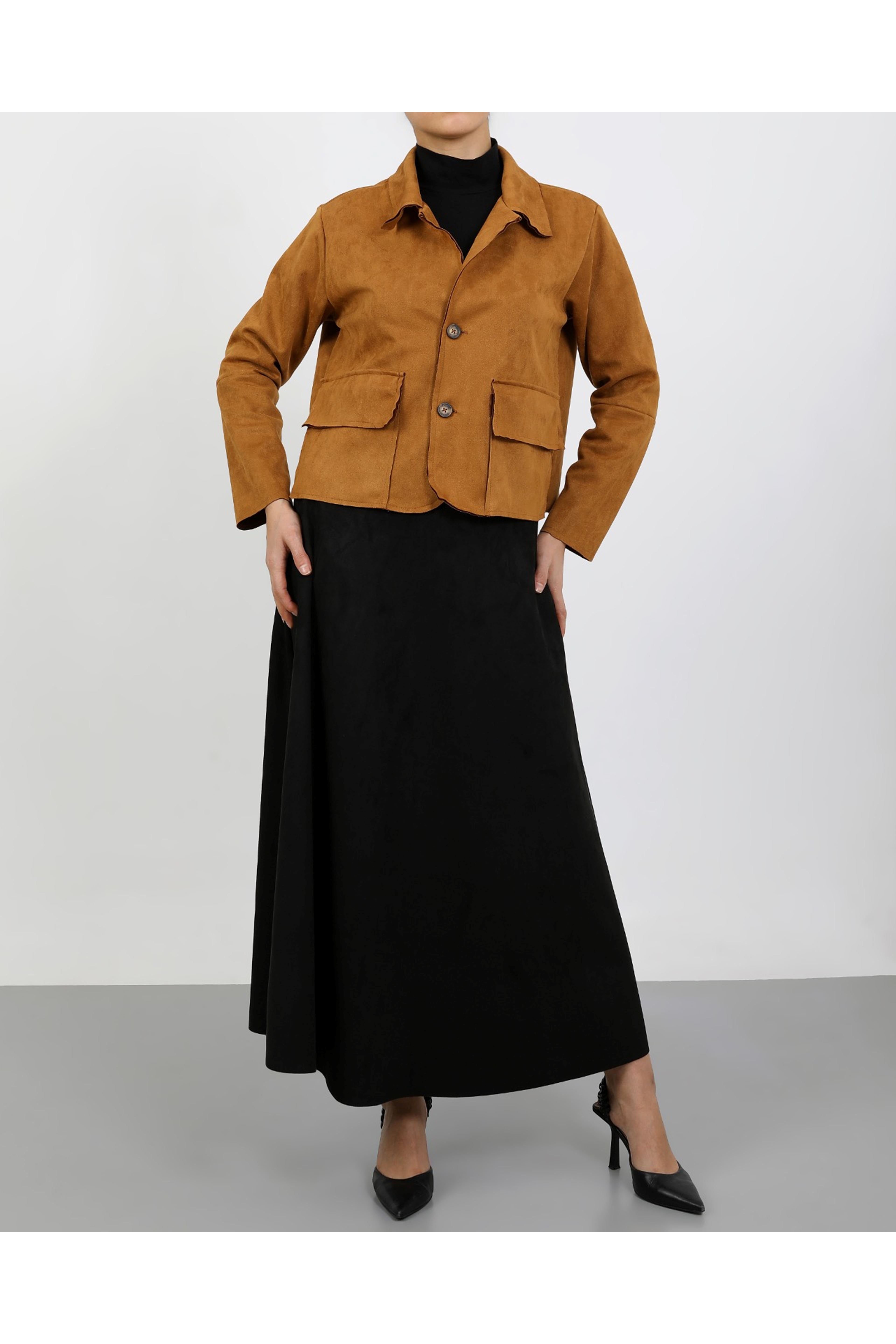 SÜET KADIN CEKET-CAMEL