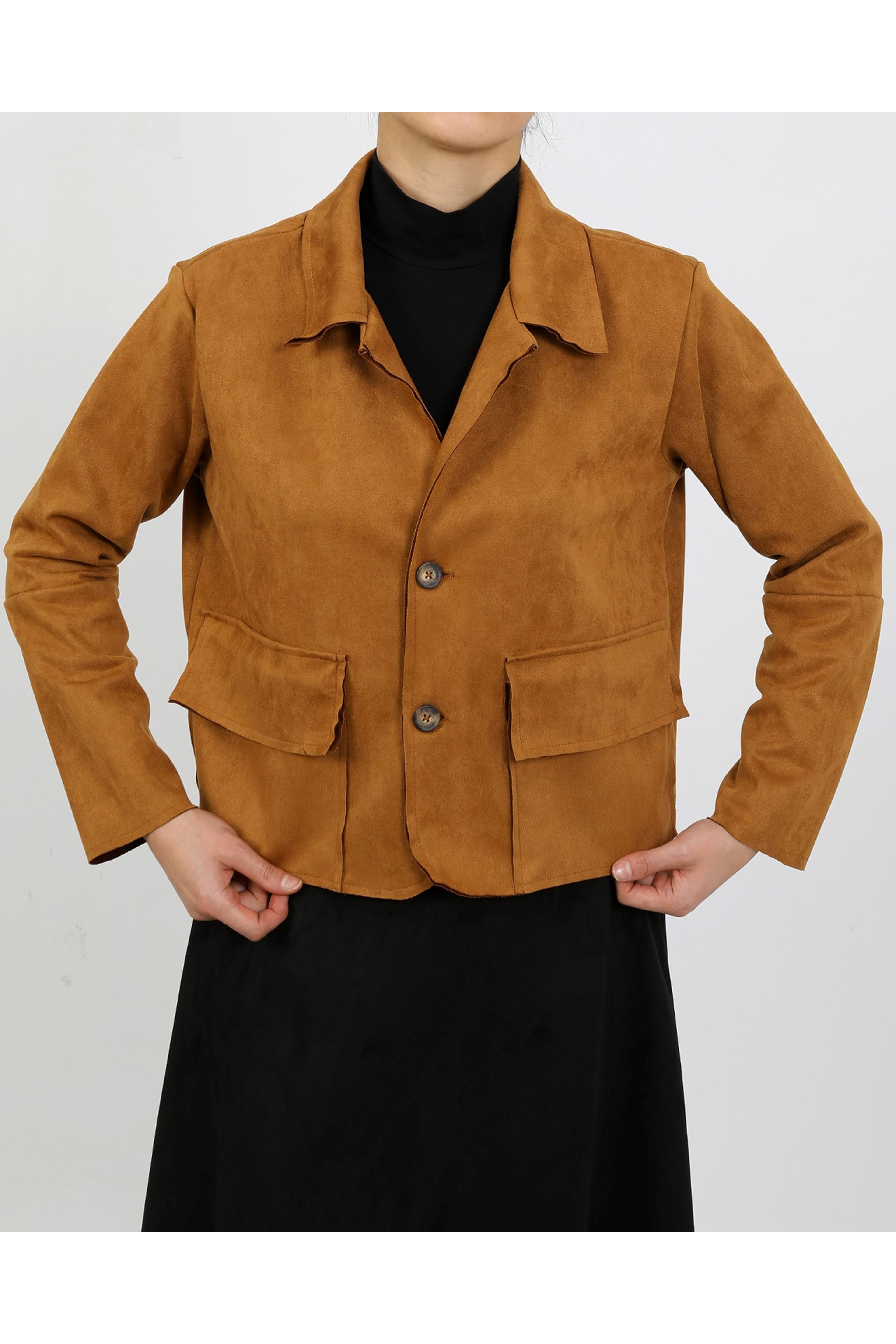 SÜET KADIN CEKET-CAMEL