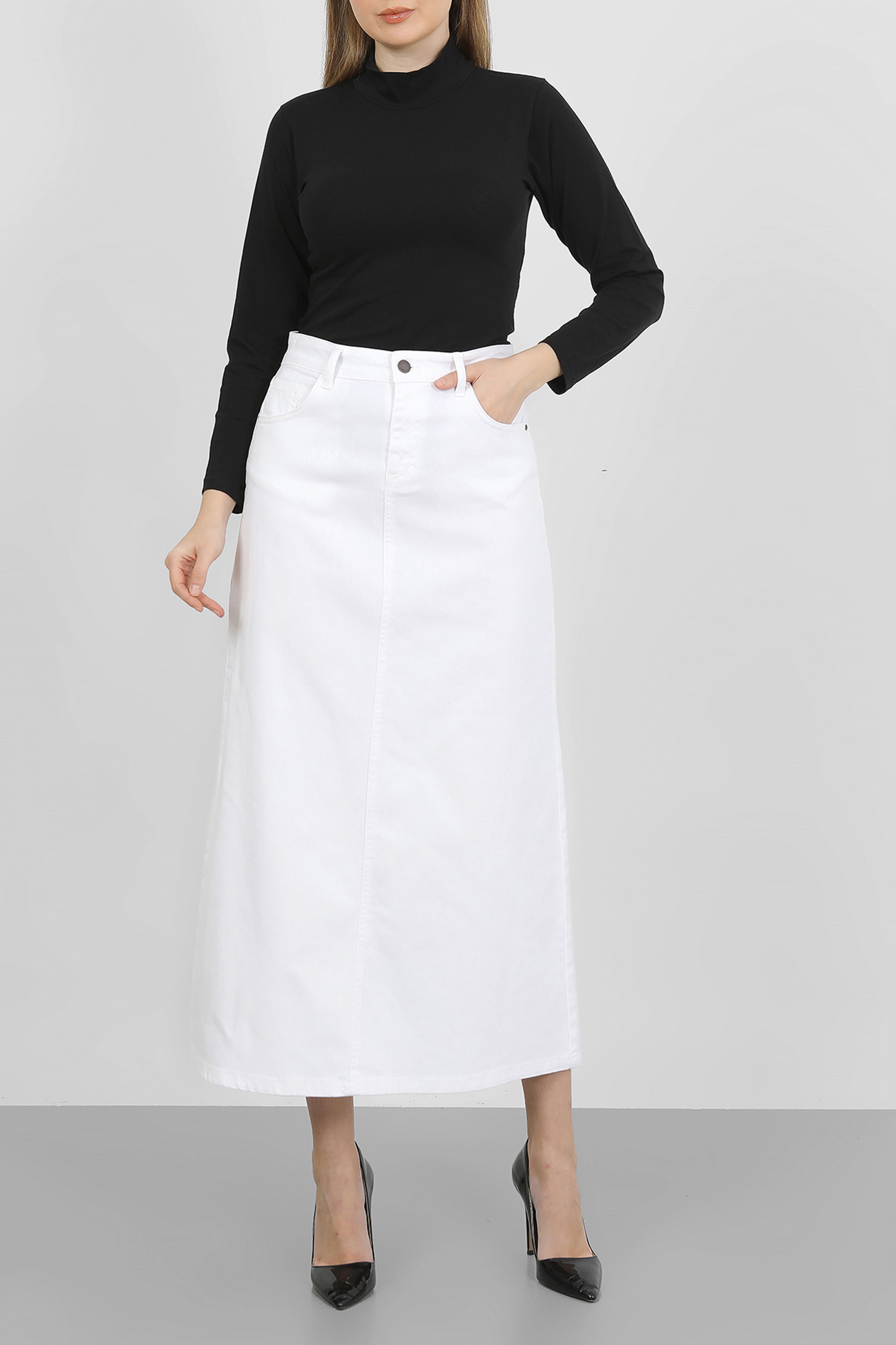 Tesettür Etek Beyaz