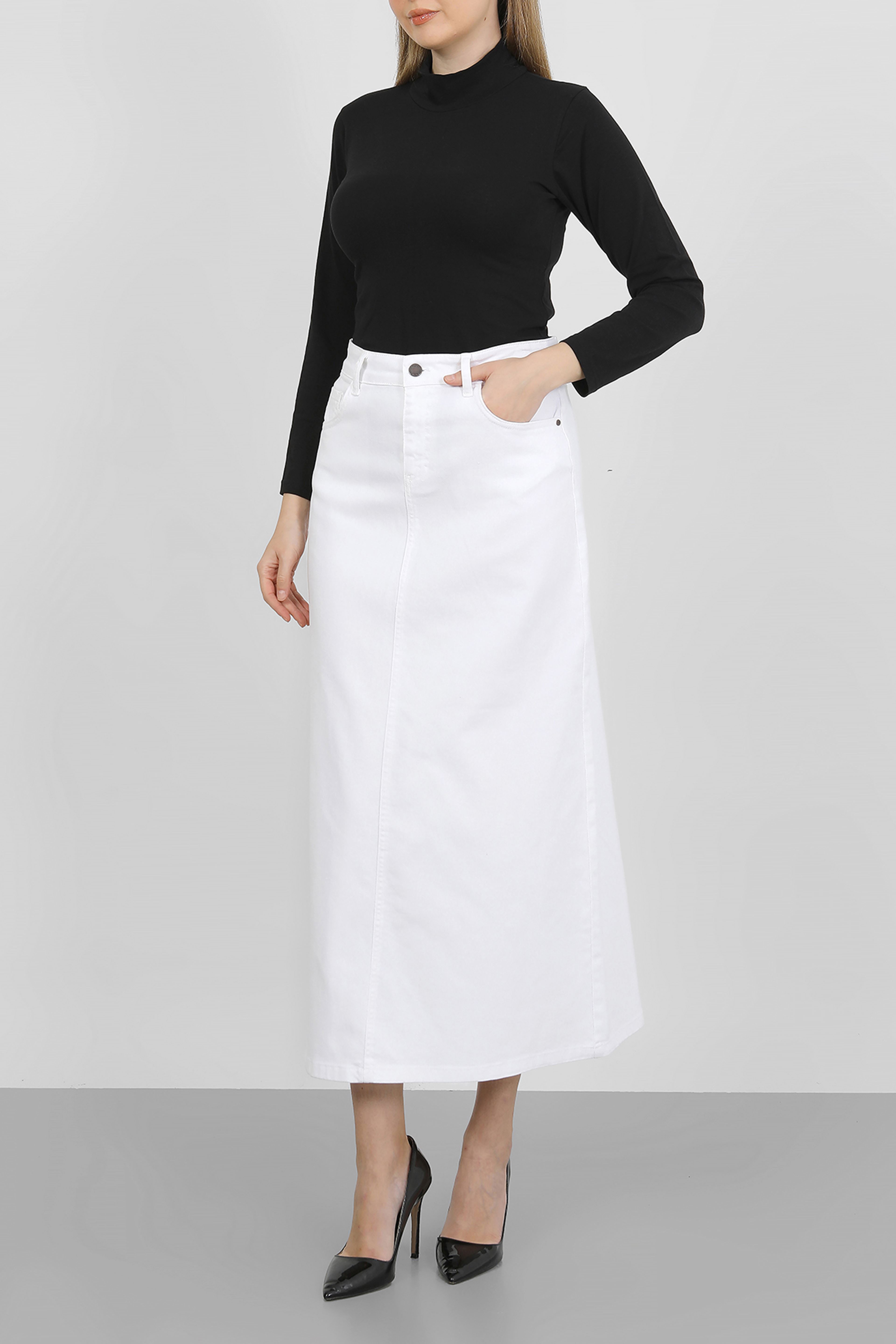 Tesettür Etek Beyaz