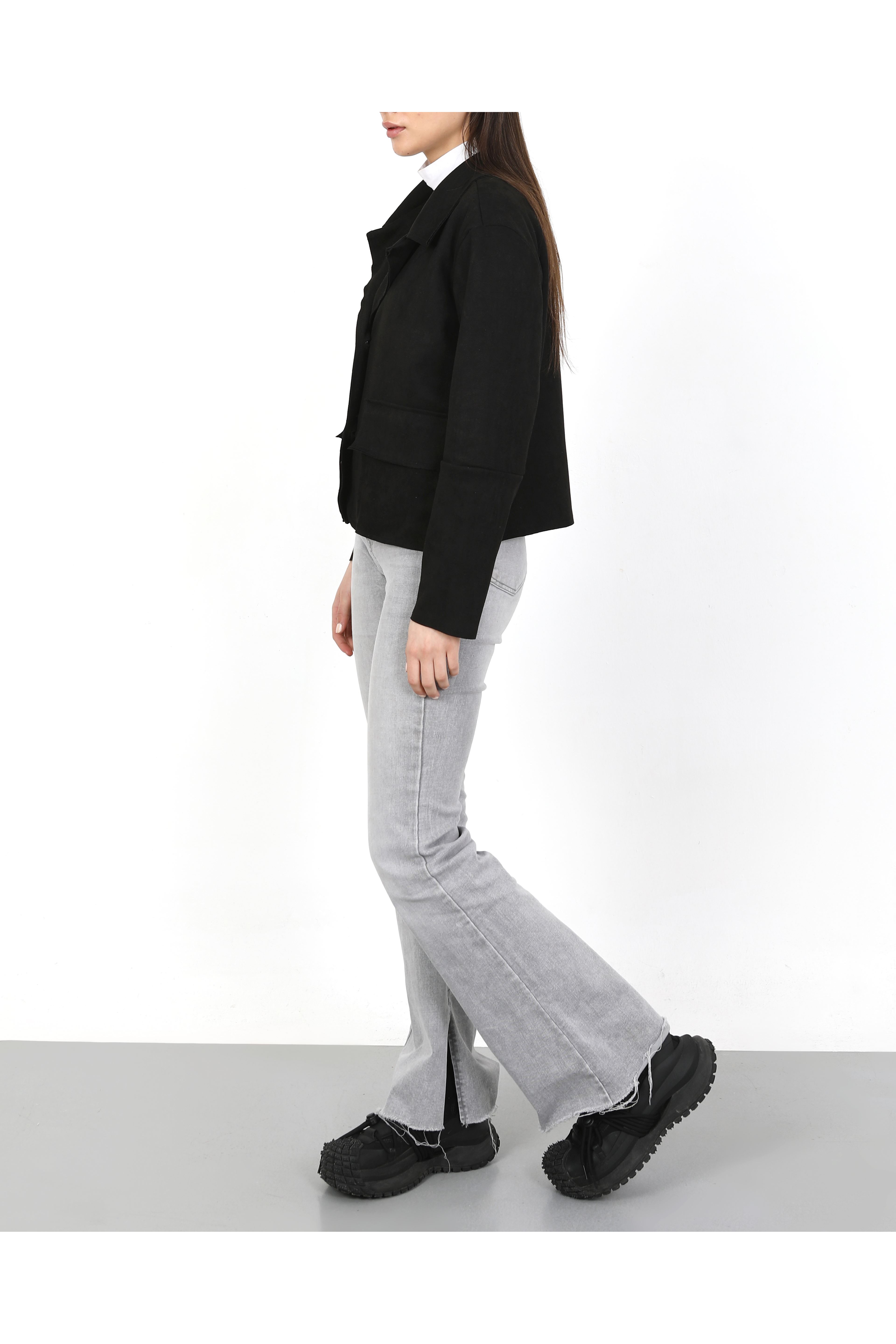 SÜET KADIN CEKET-SİYAH