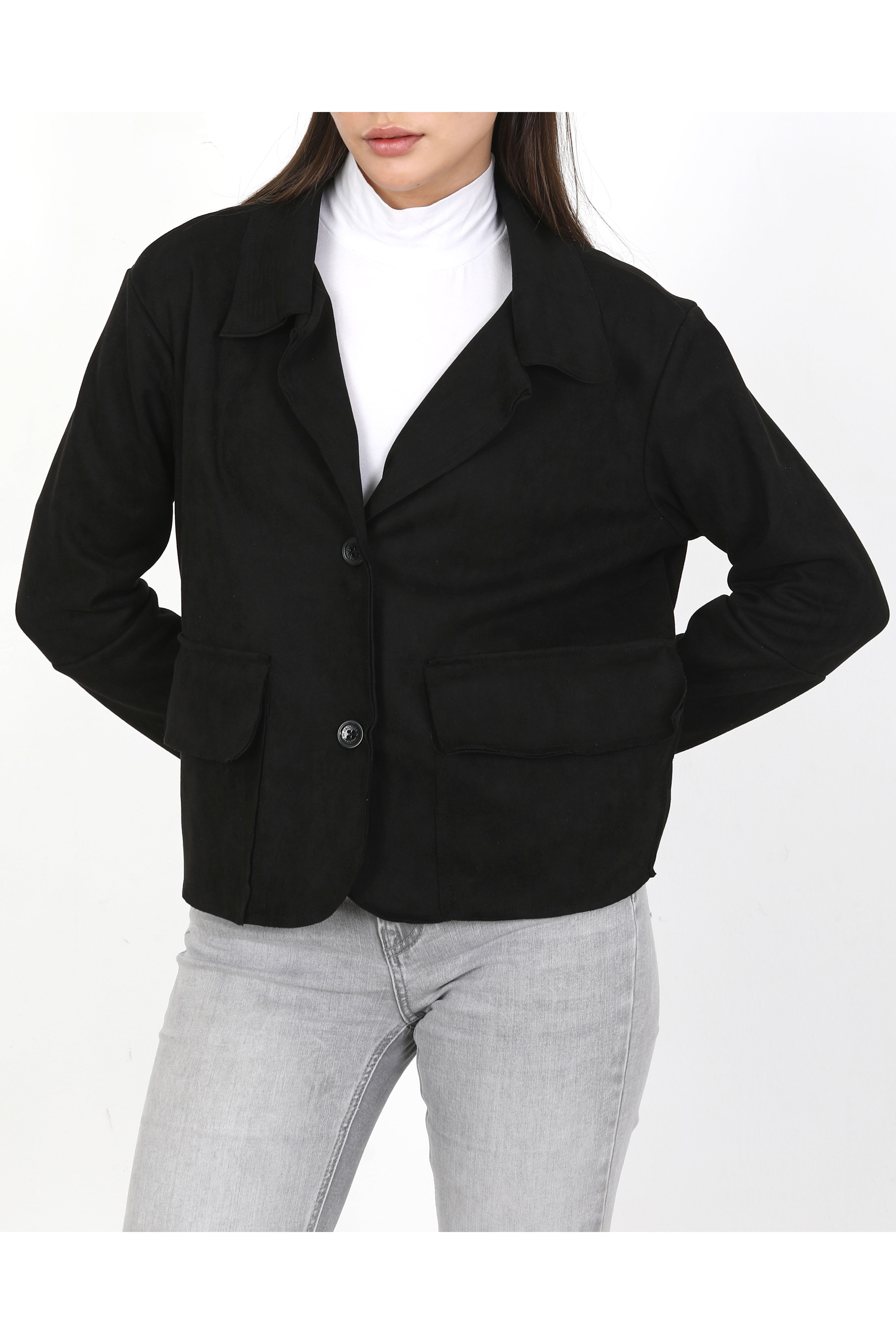 SÜET KADIN CEKET-SİYAH