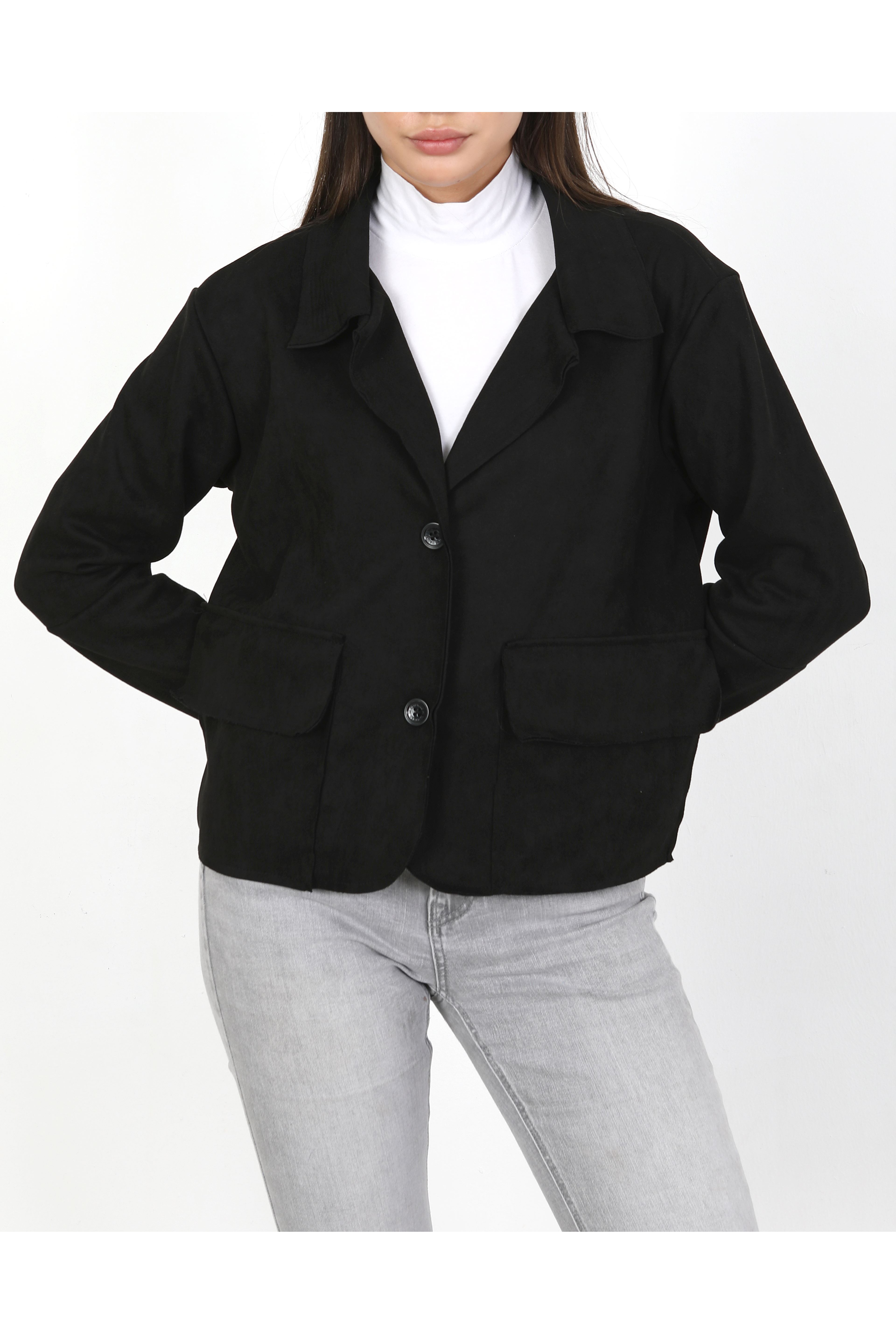 SÜET KADIN CEKET-SİYAH