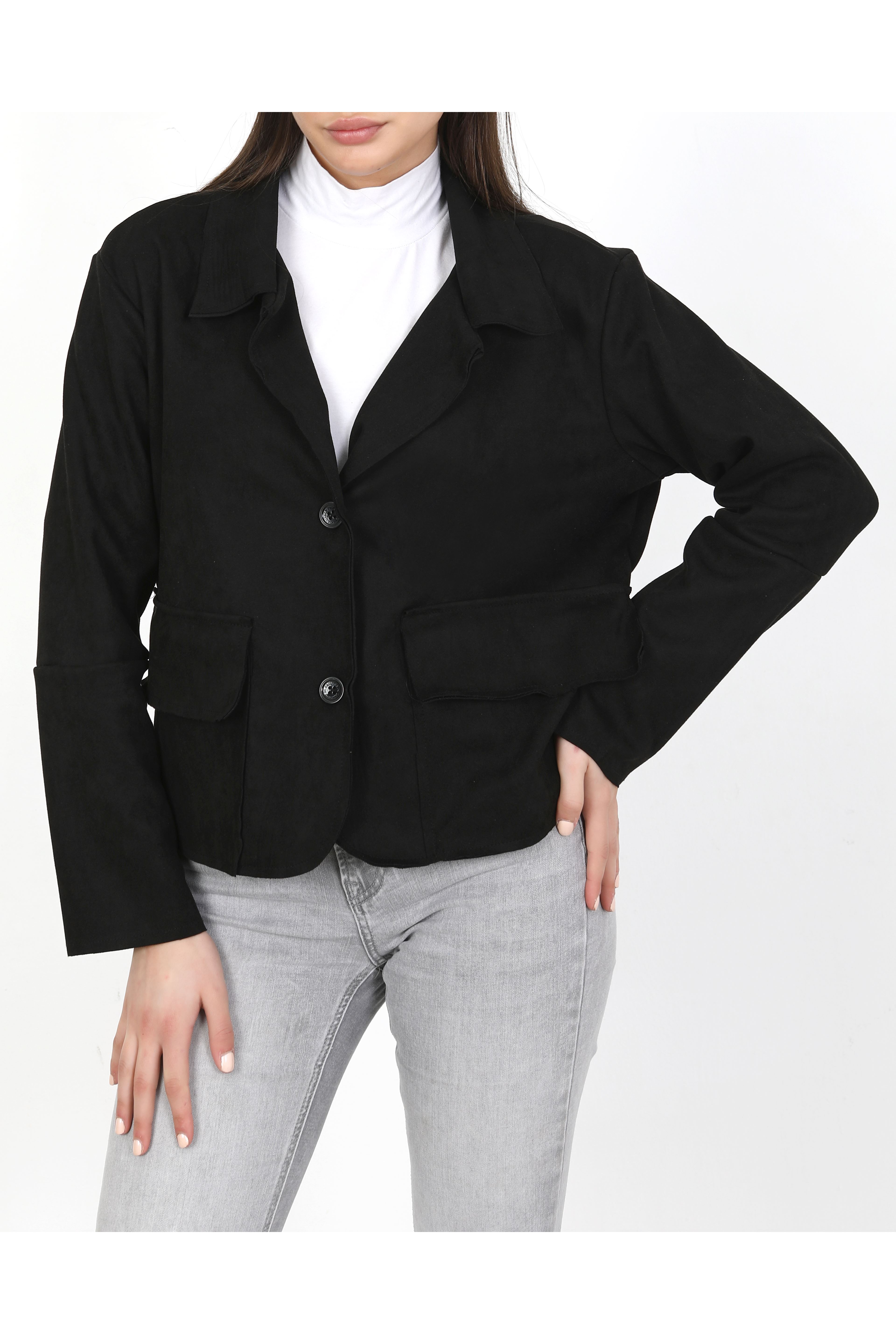 SÜET KADIN CEKET-SİYAH