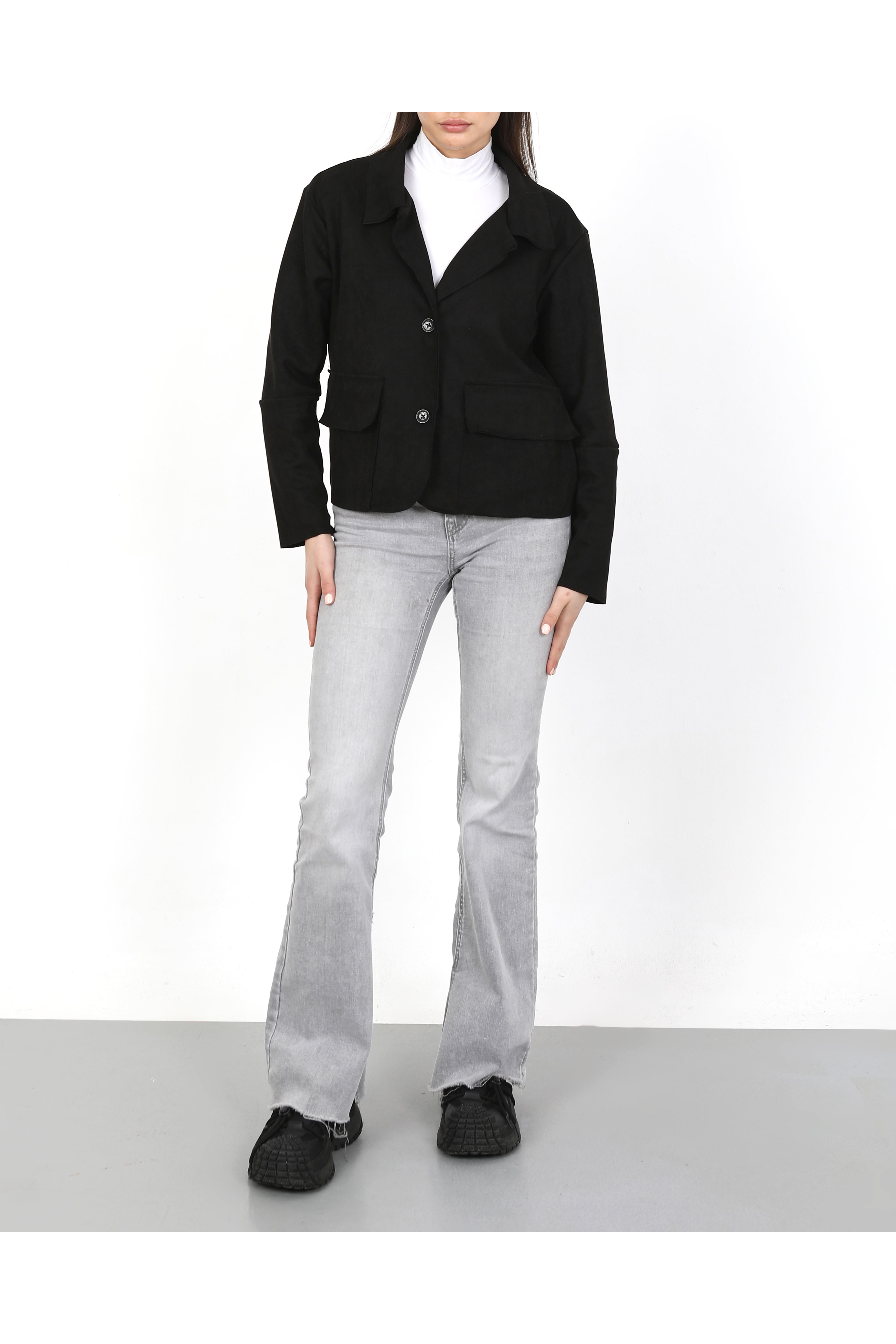 SÜET KADIN CEKET-SİYAH