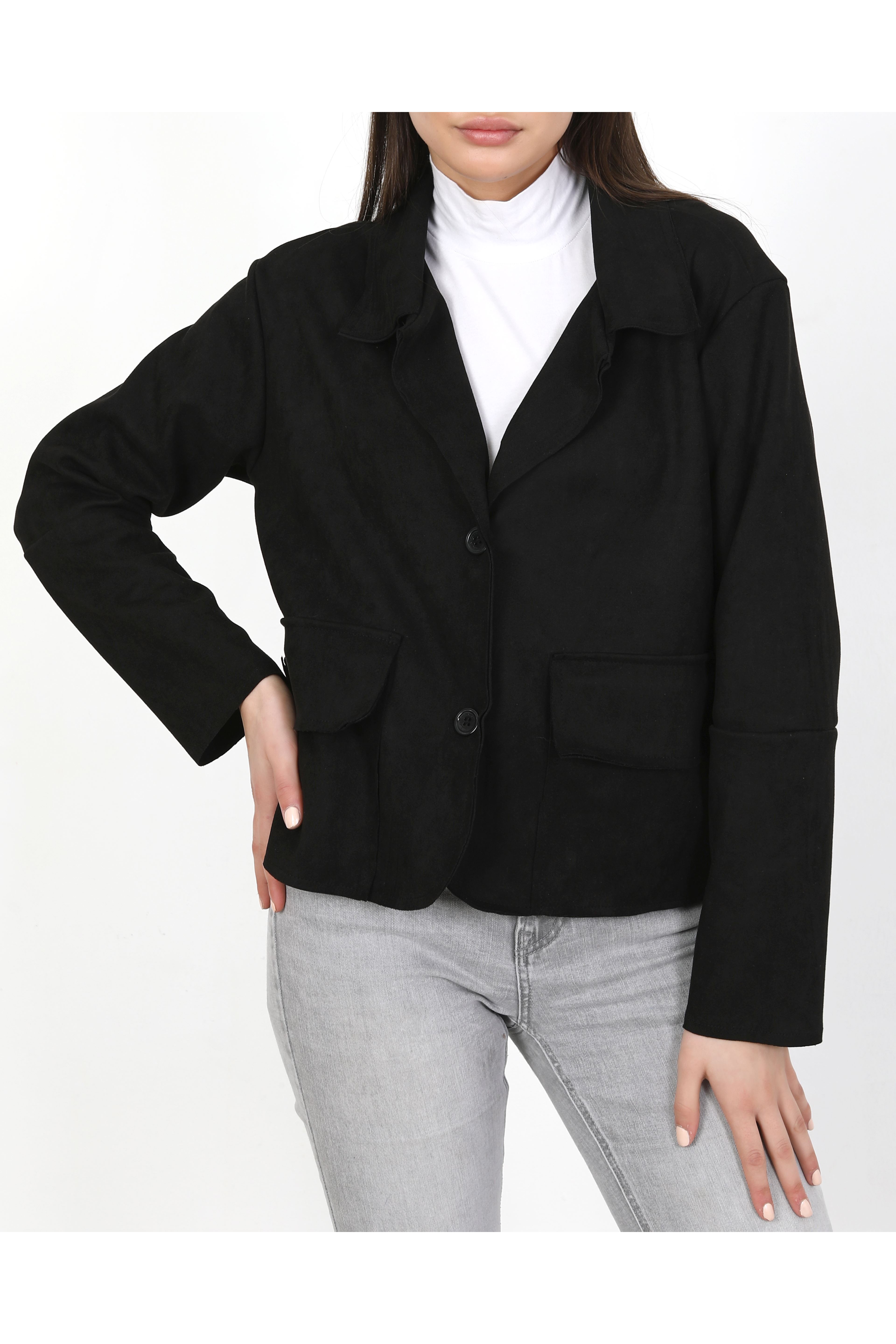 SÜET KADIN CEKET-SİYAH