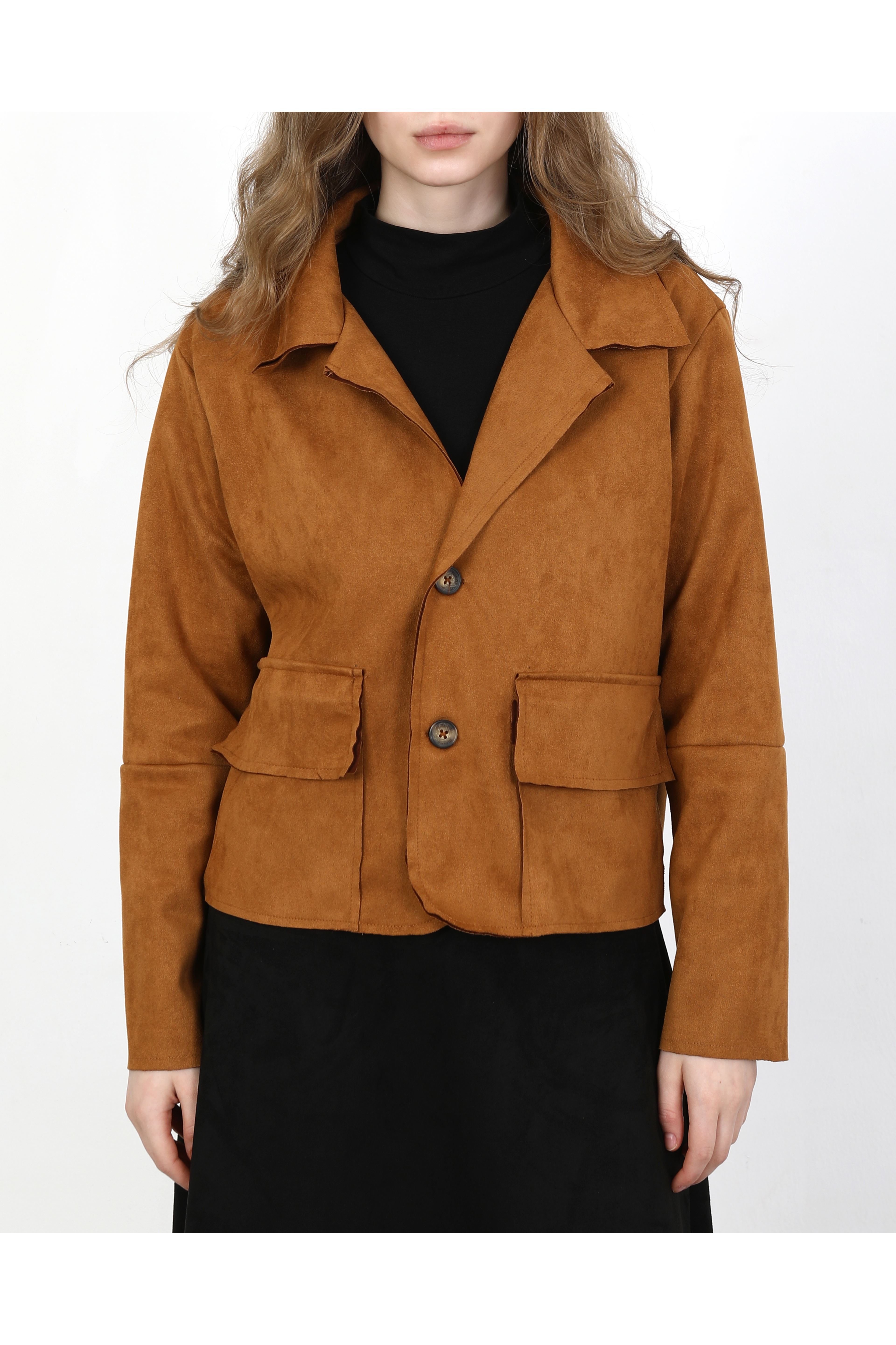 SÜET KADIN CEKET-CAMEL