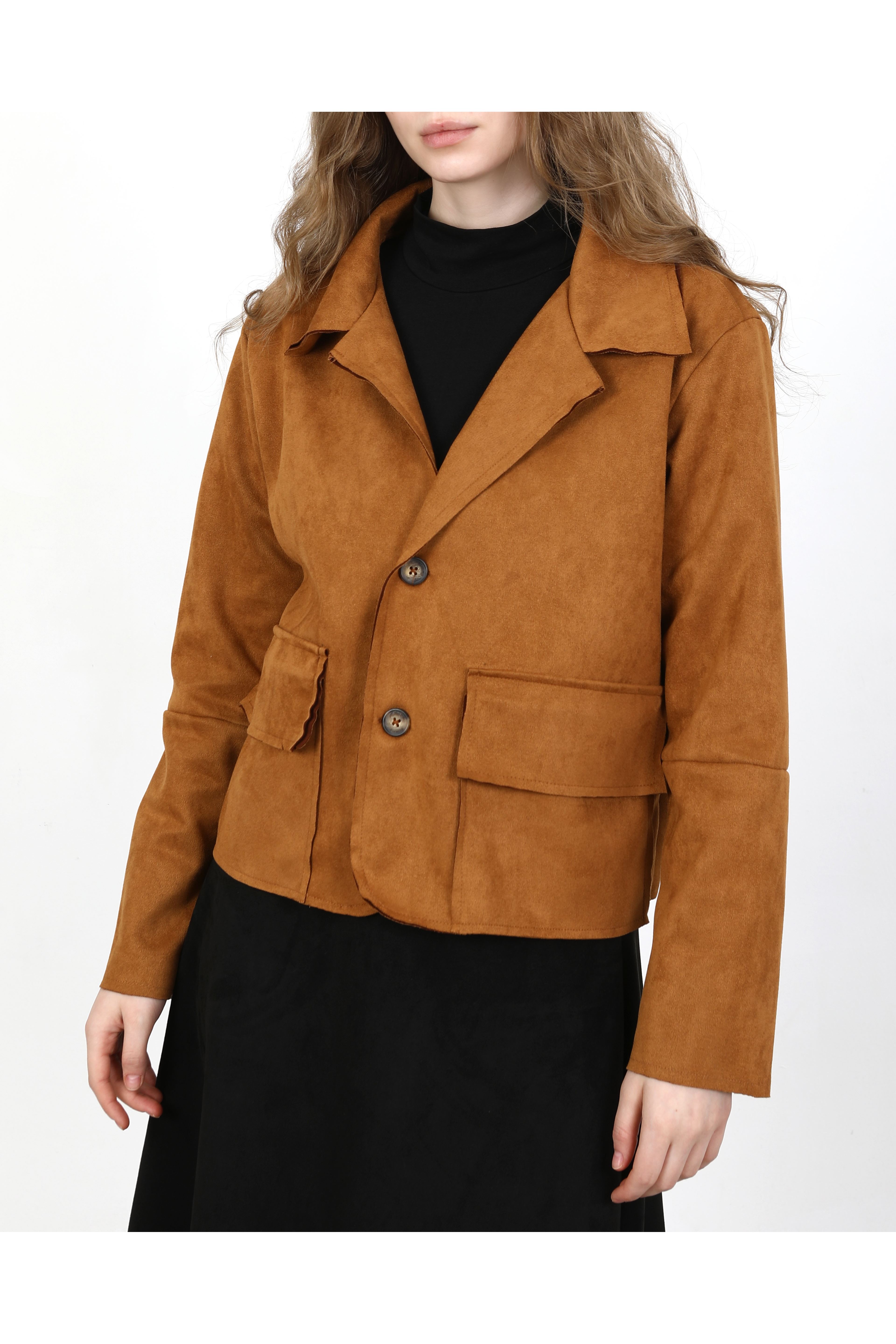 SÜET KADIN CEKET-CAMEL