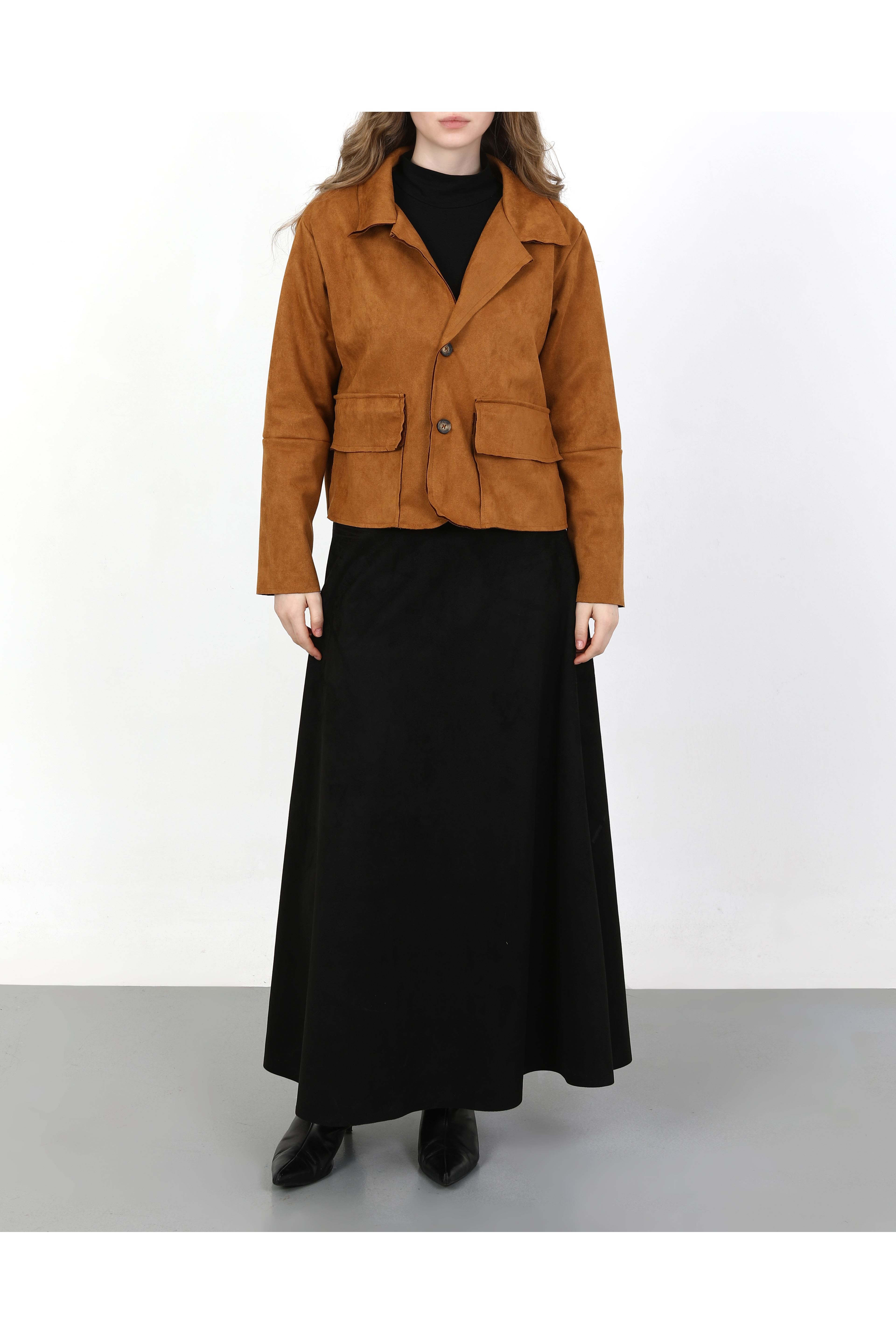 SÜET KADIN CEKET-CAMEL