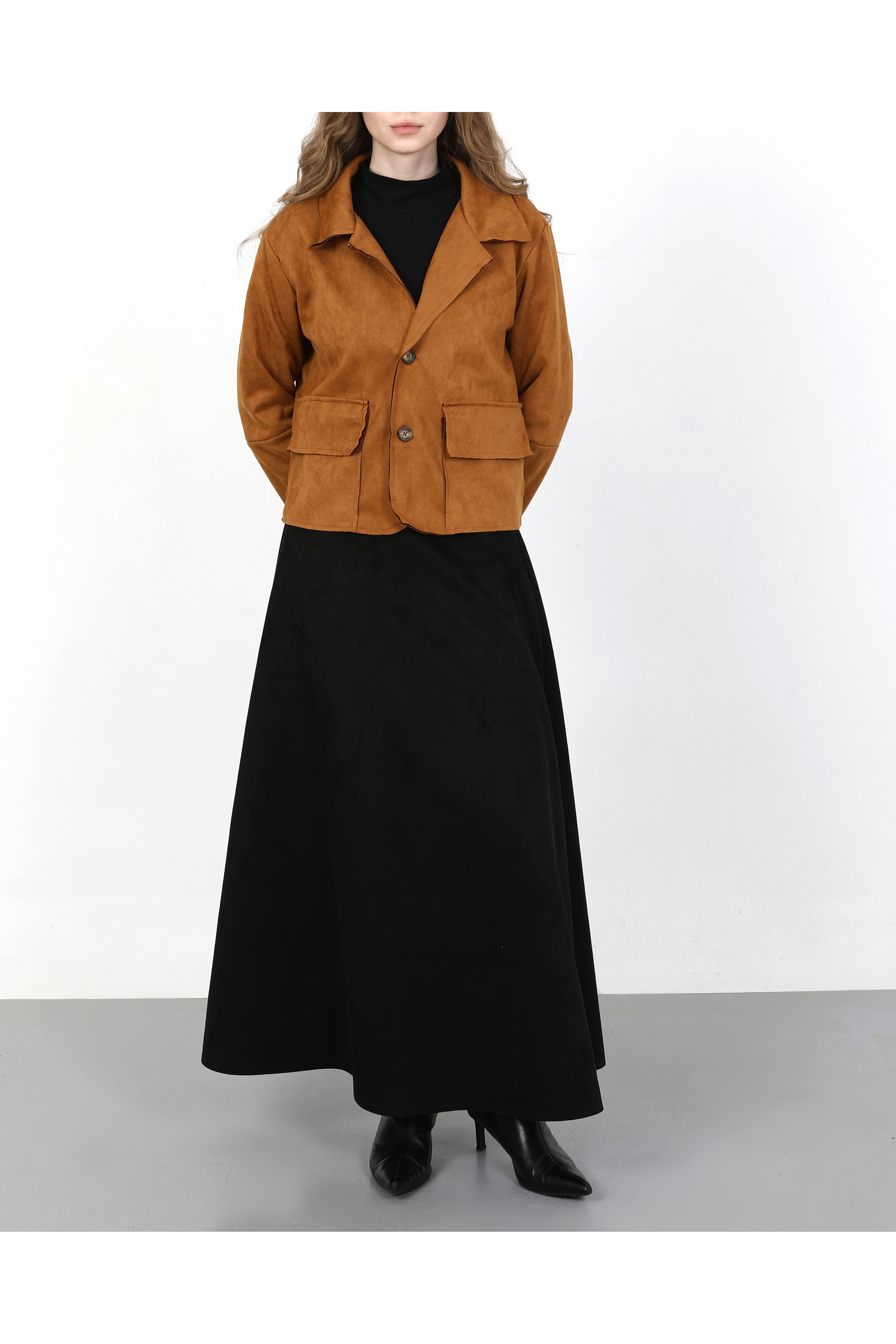 SÜET KADIN CEKET-CAMEL