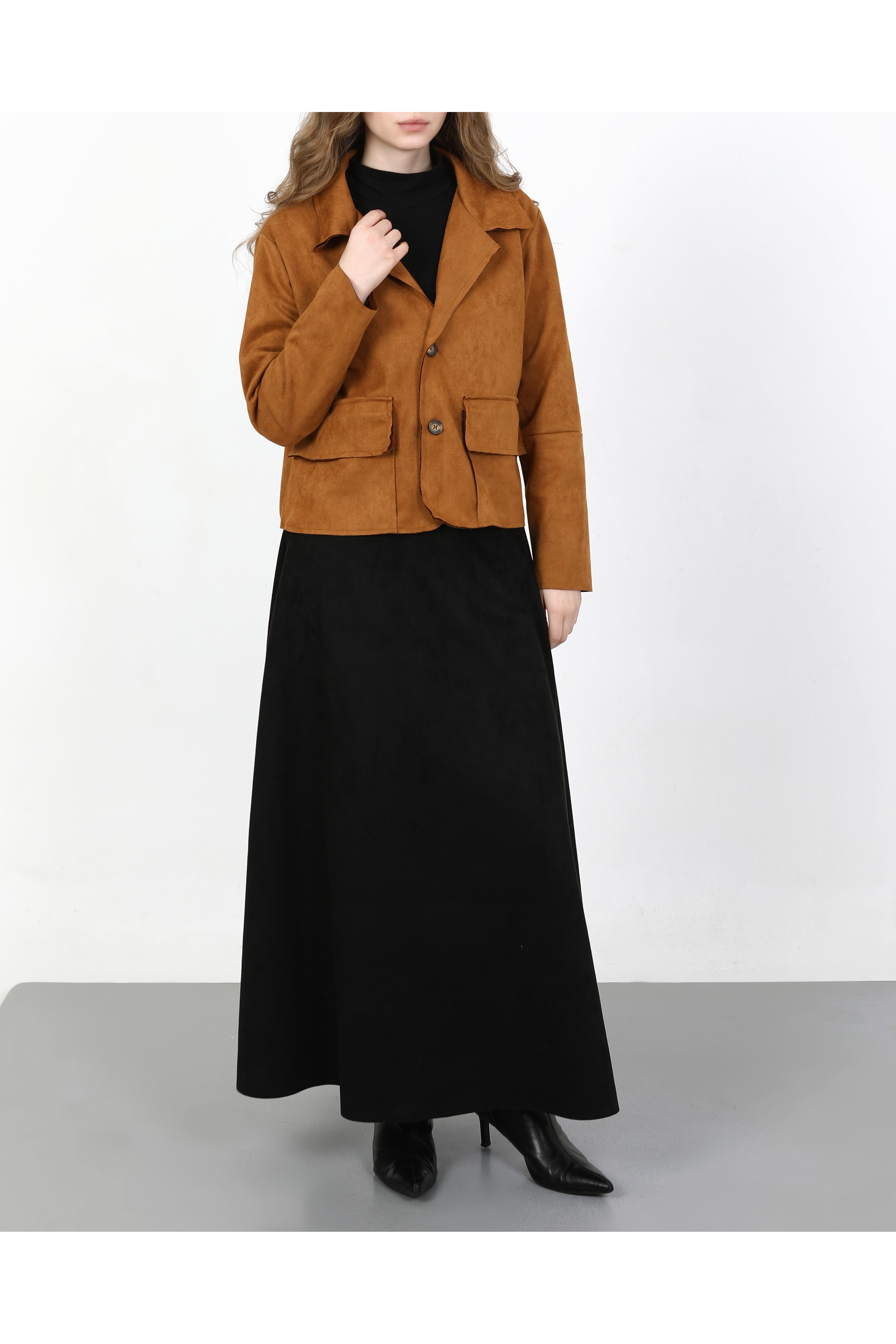 SÜET KADIN CEKET-CAMEL