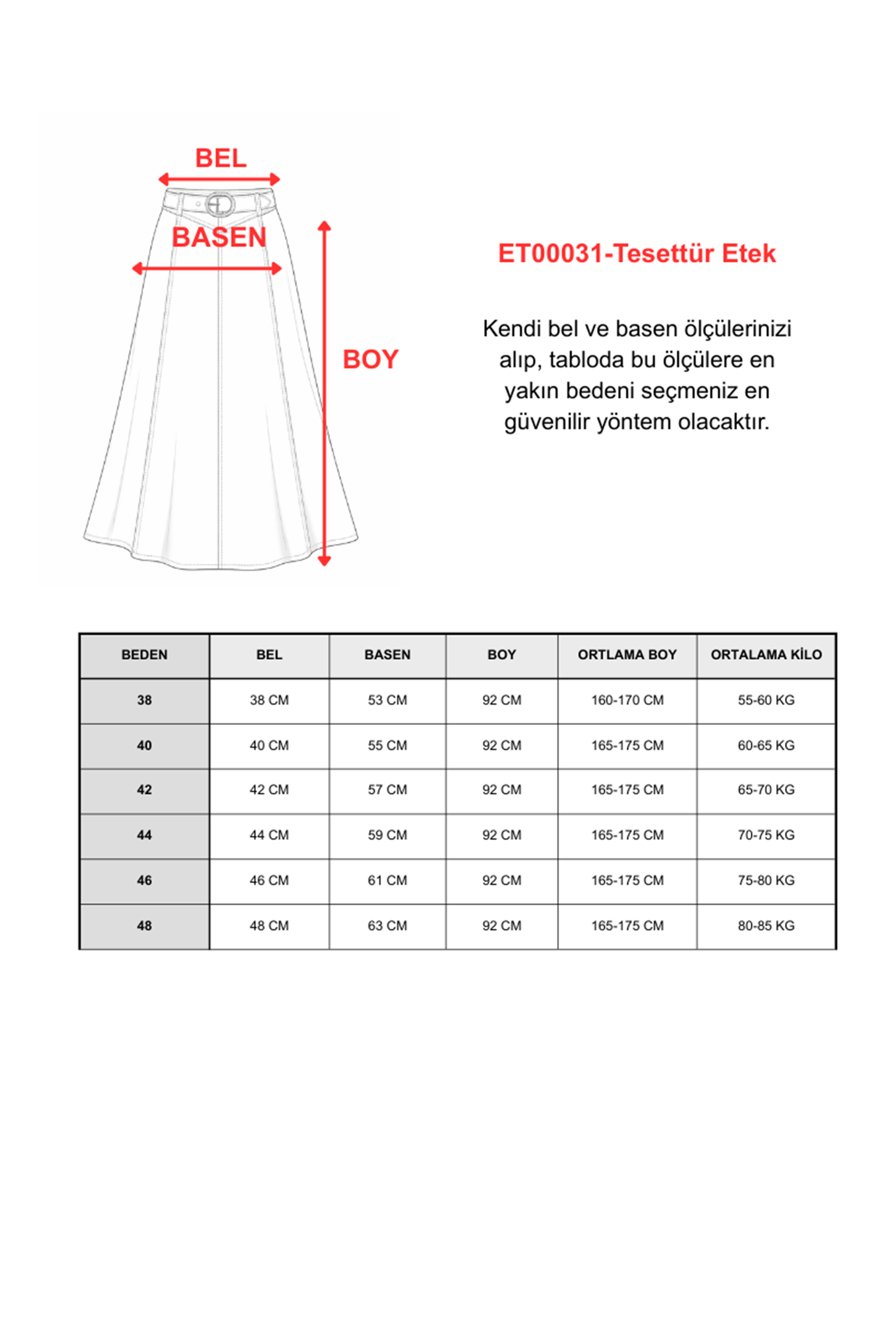 KADIN YÜKSEK BEL DENİM UZUN ETEK- AÇIK MAVİ