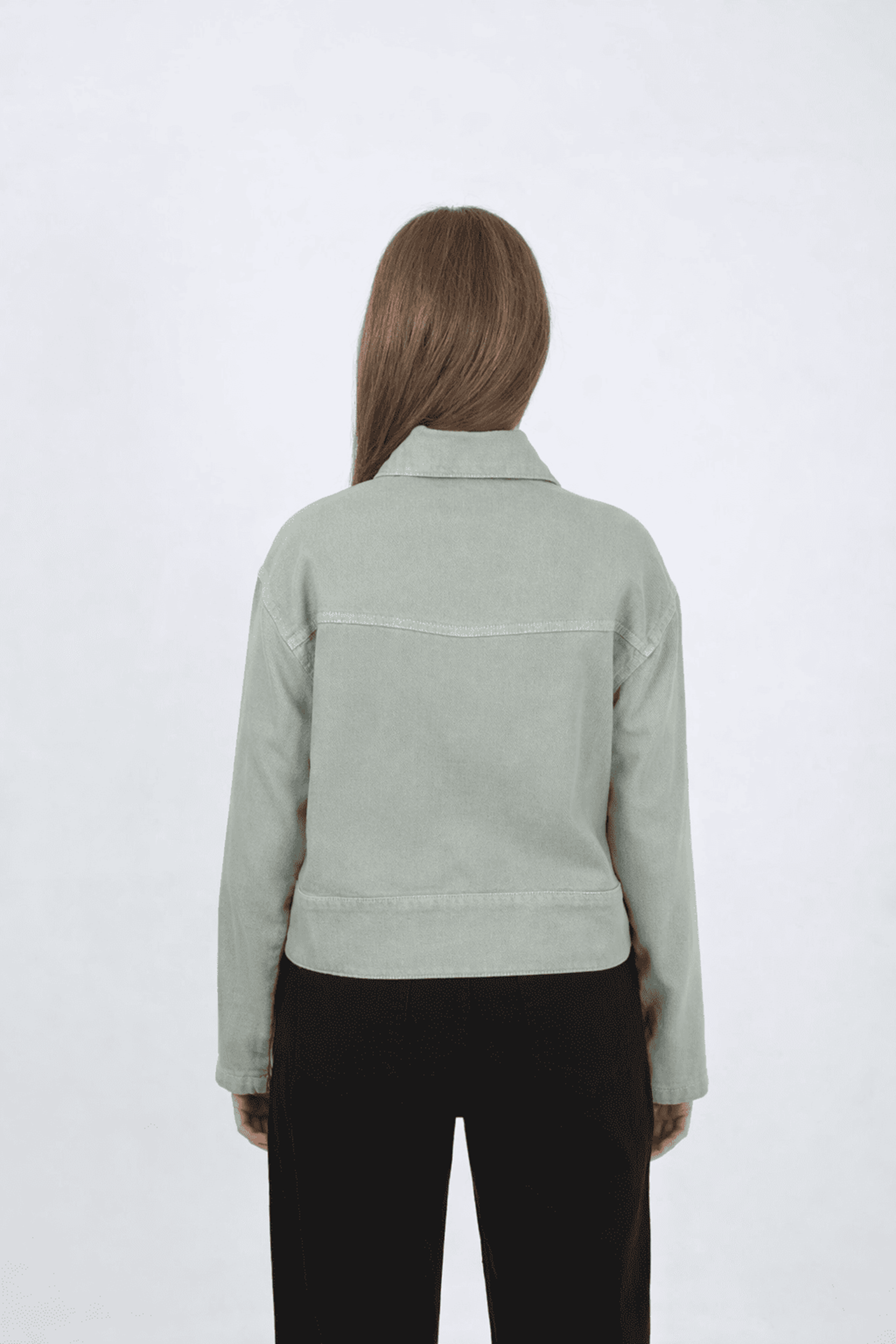 DÜĞMELİ JEAN CEKET- YEŞİL