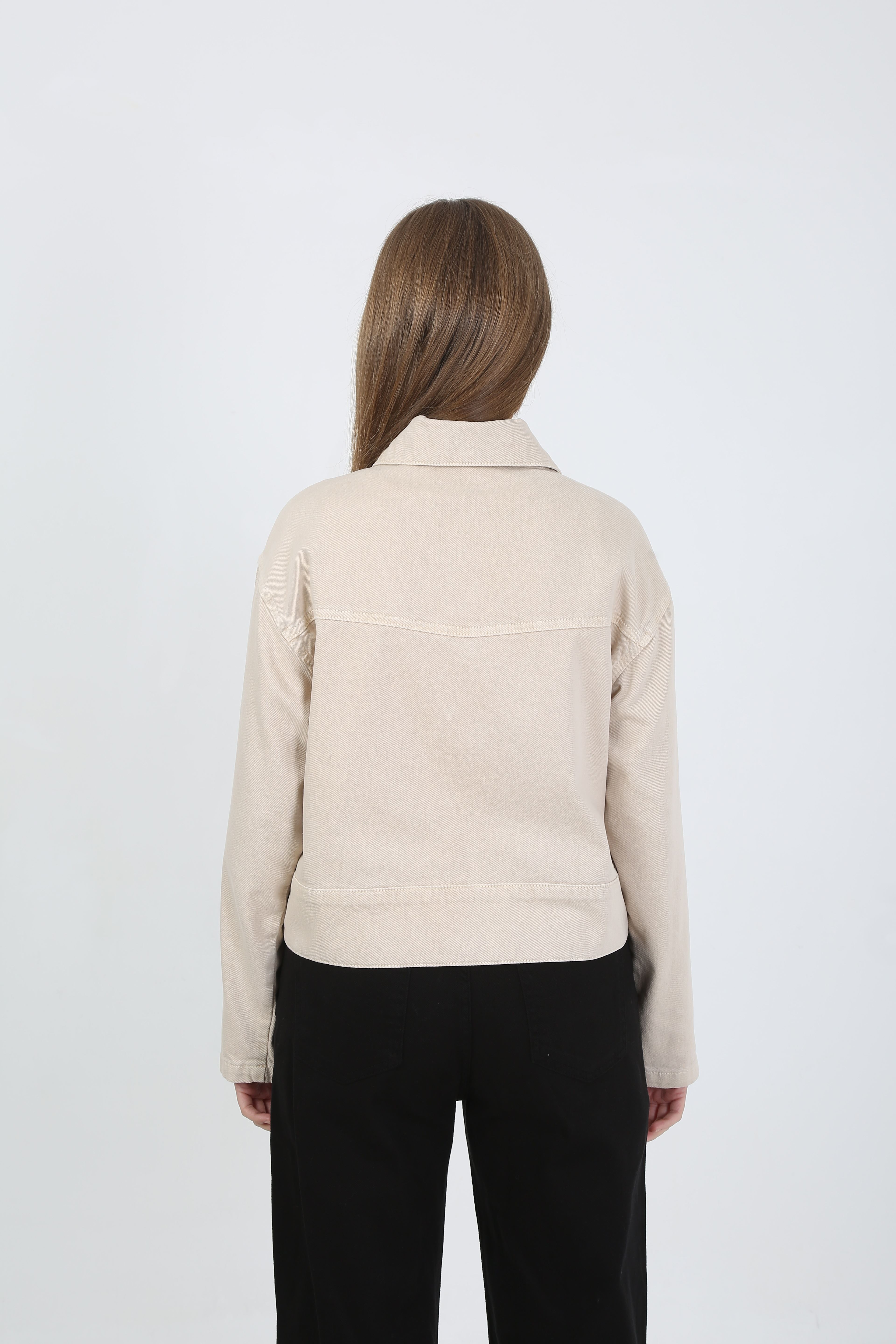 DÜĞMELİ JEAN CEKET- EKRU