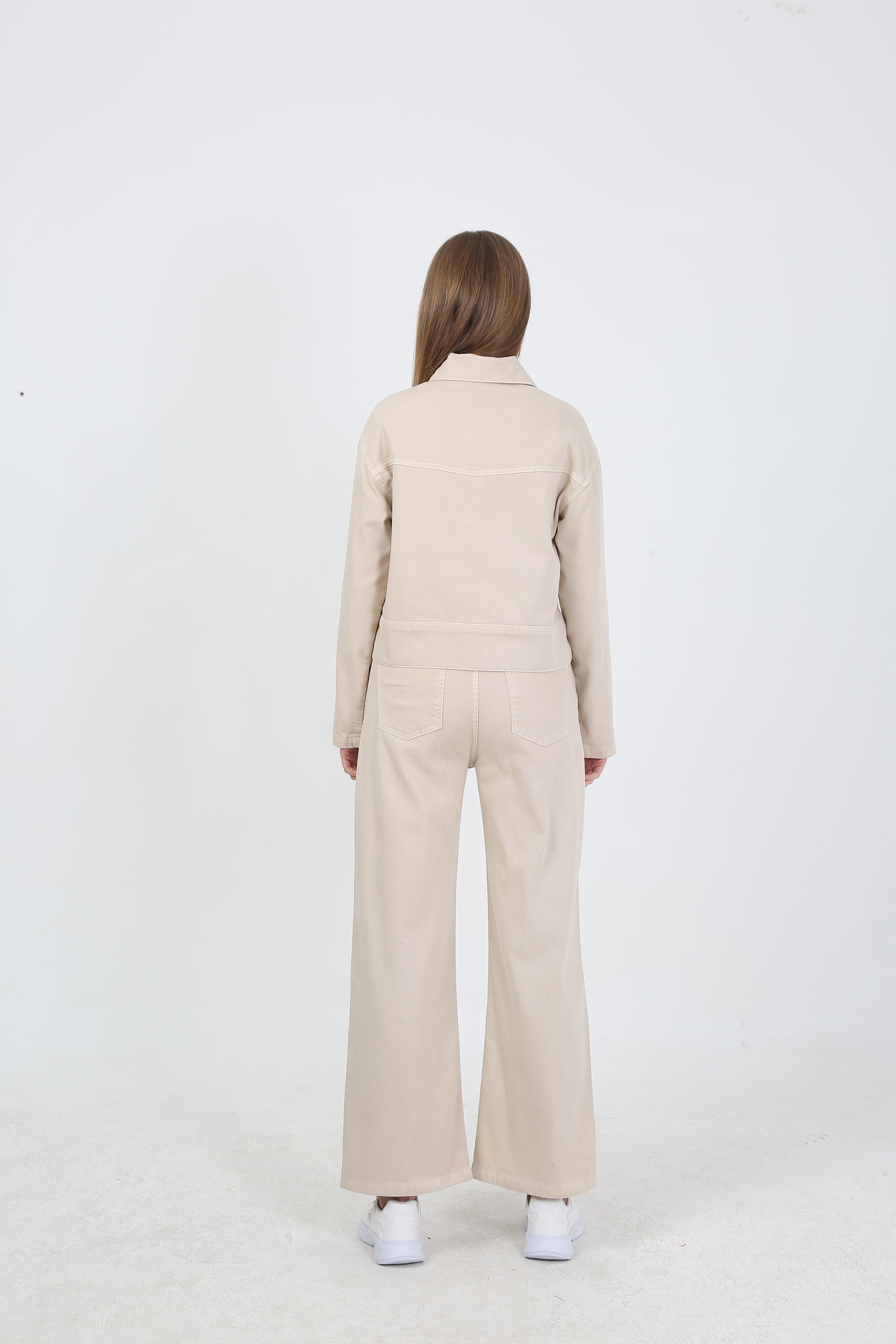 DÜĞMELİ JEAN CEKET- EKRU