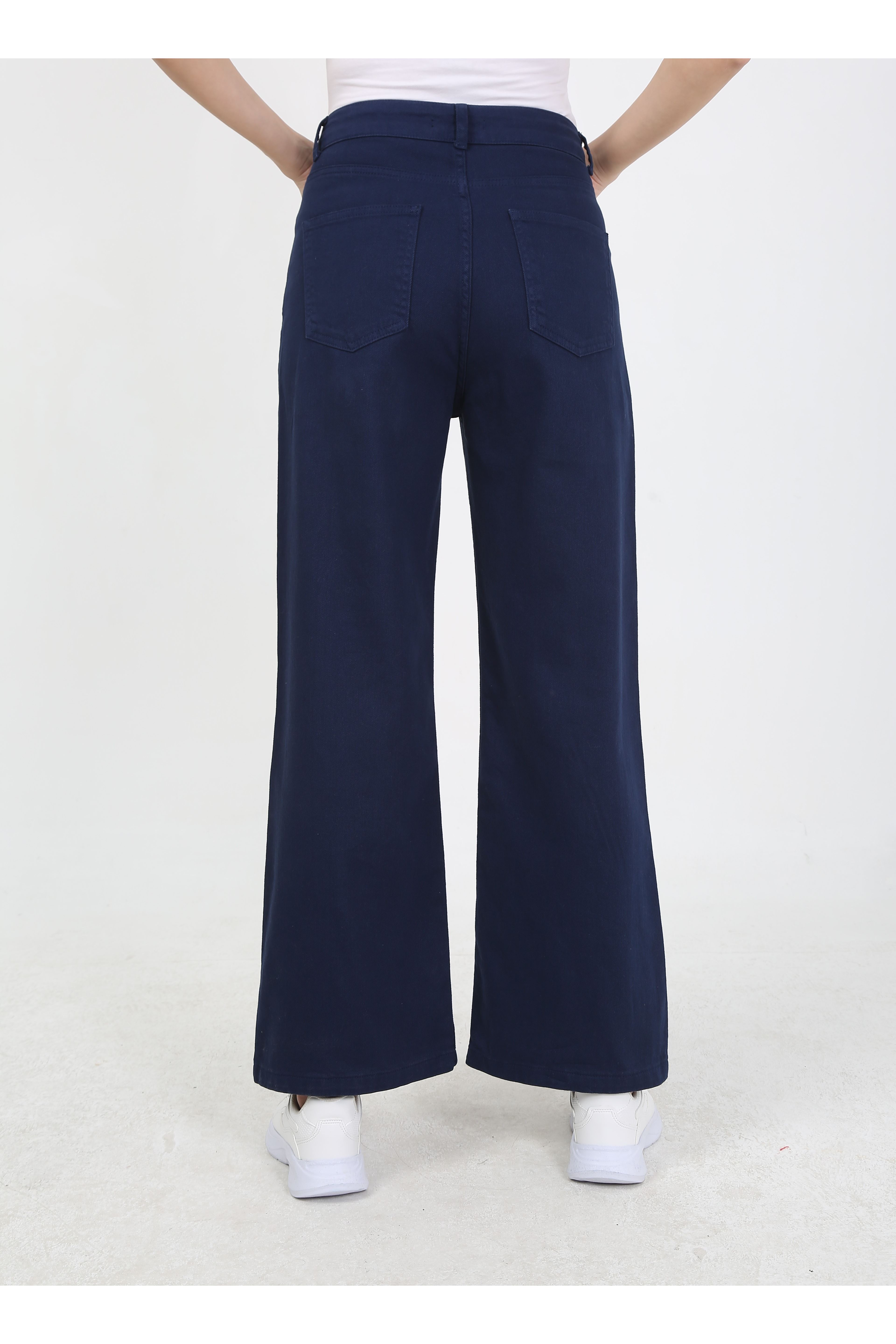 Elastic Waist Detail Jean Pants – Navy Blue