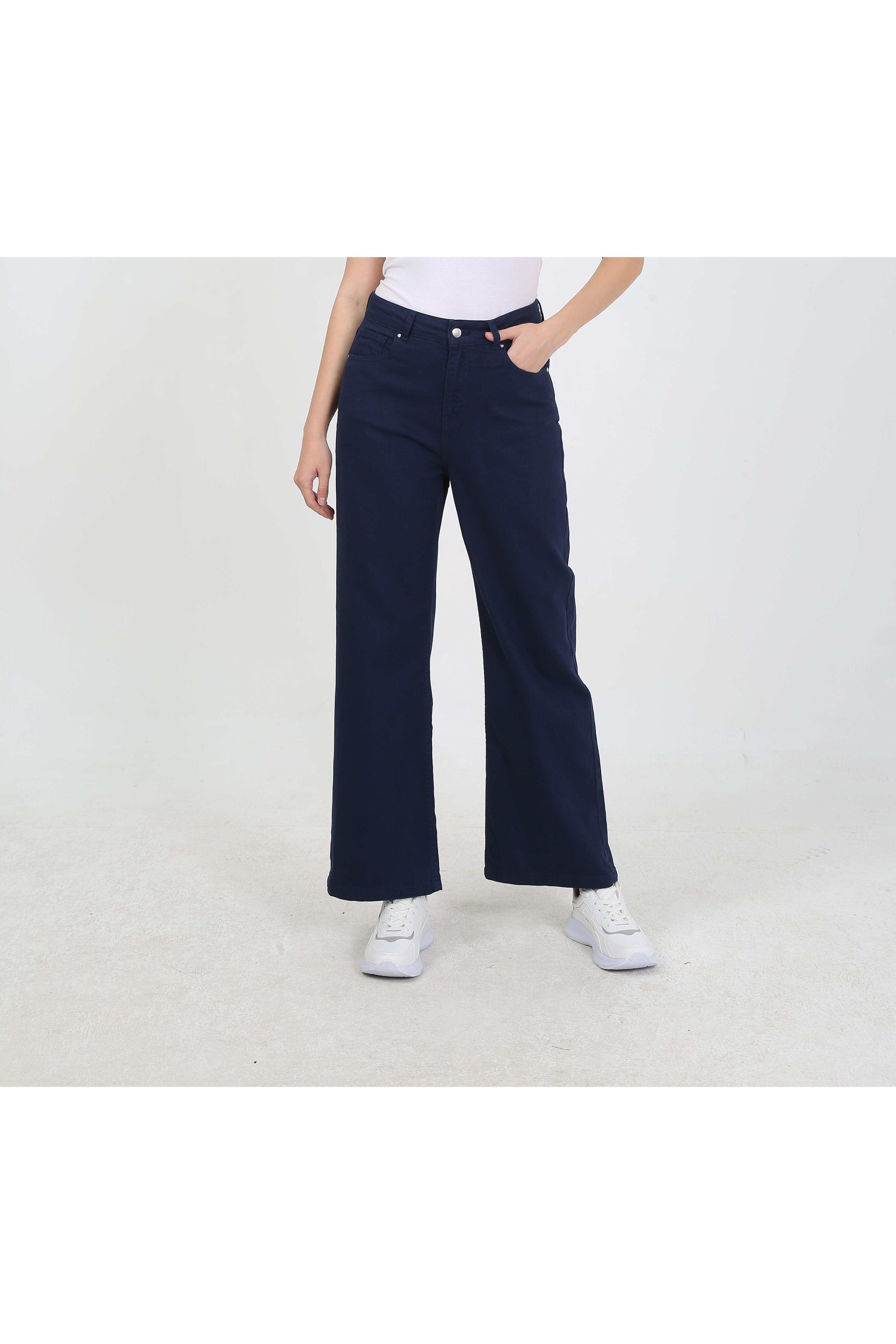 Elastic Waist Detail Jean Pants – Navy Blue