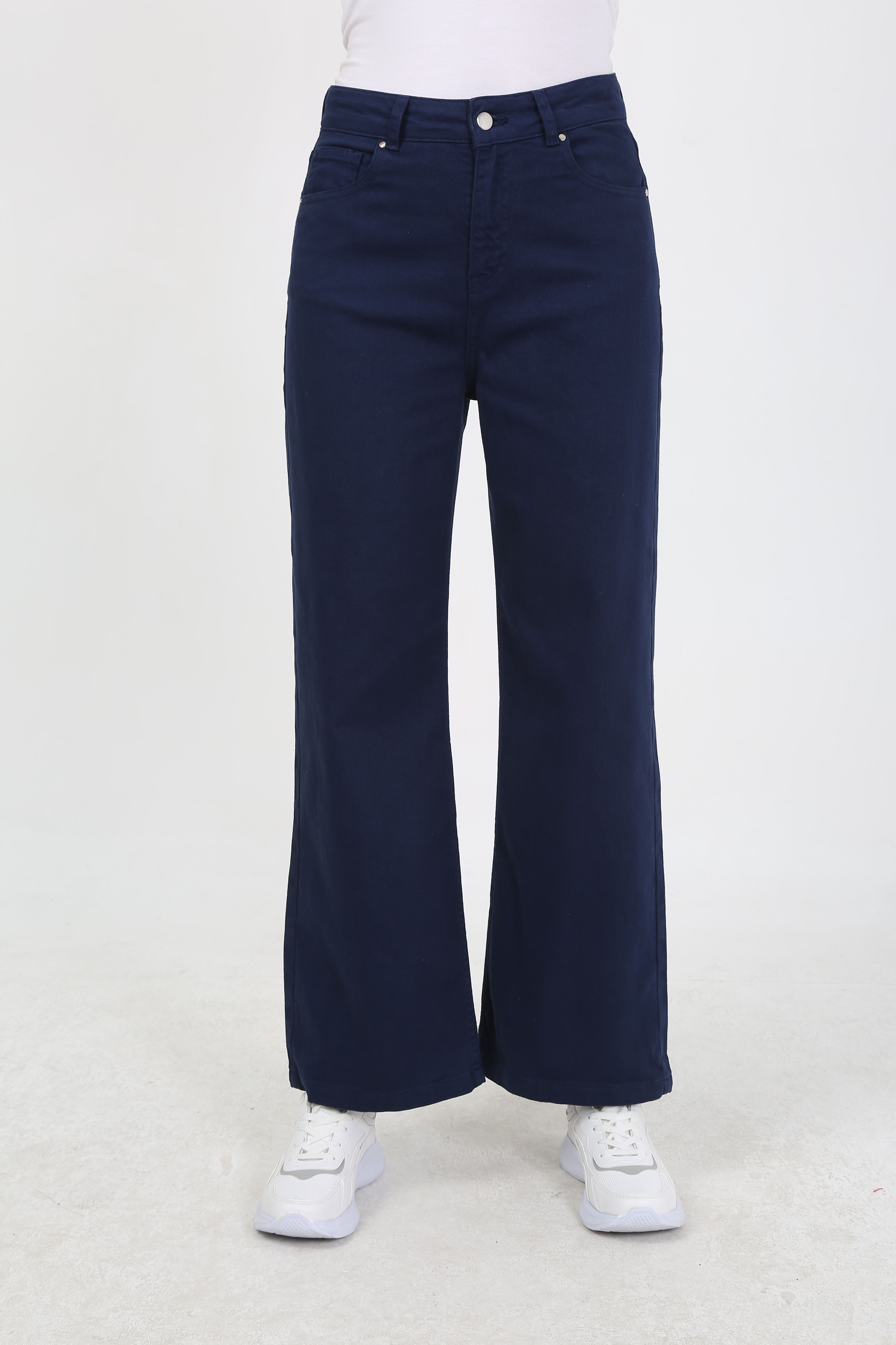 Elastic Waist Detail Jean Pants – Navy Blue