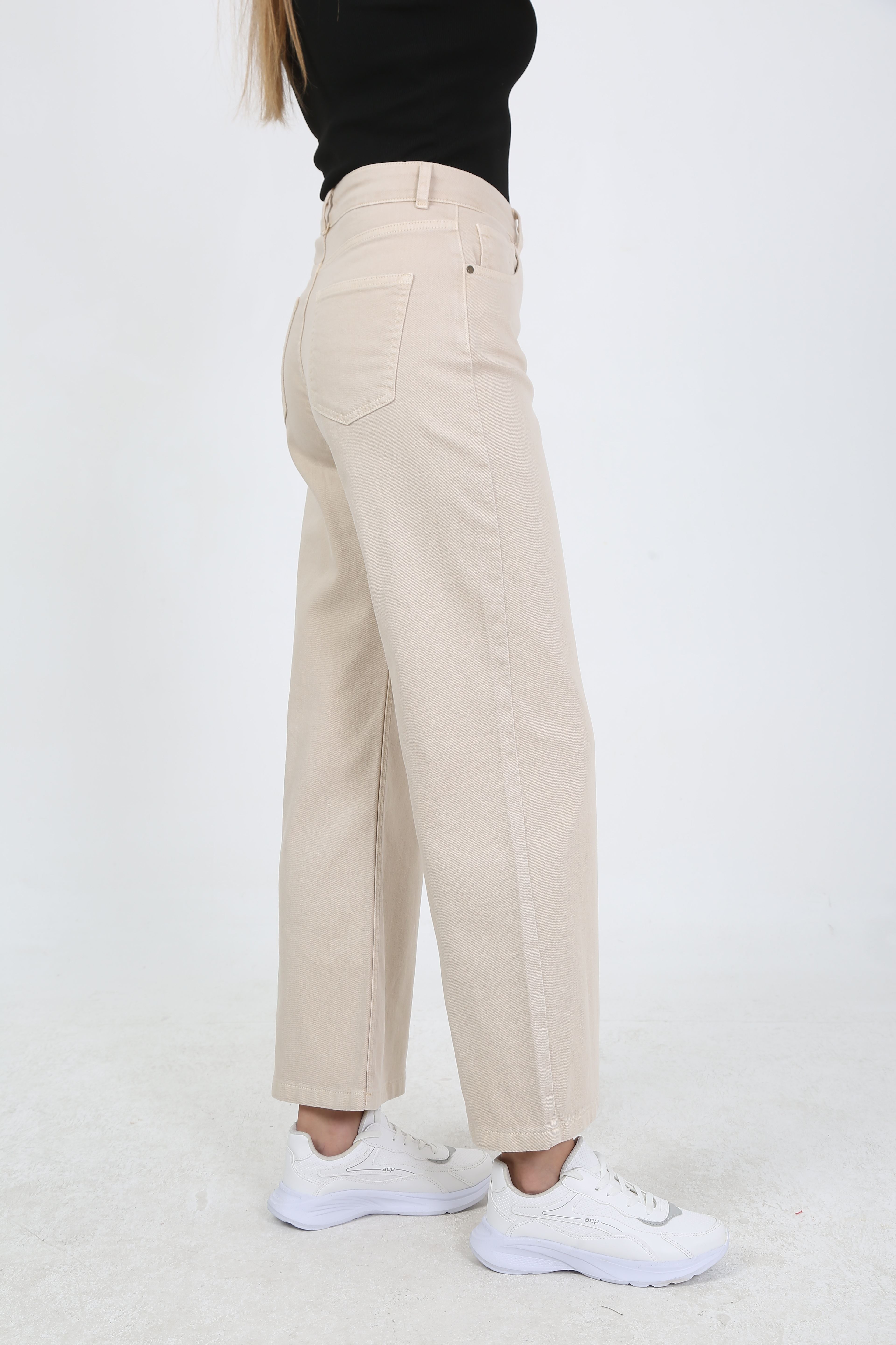 Elastic Waist Detail Jean Pants – Ecru