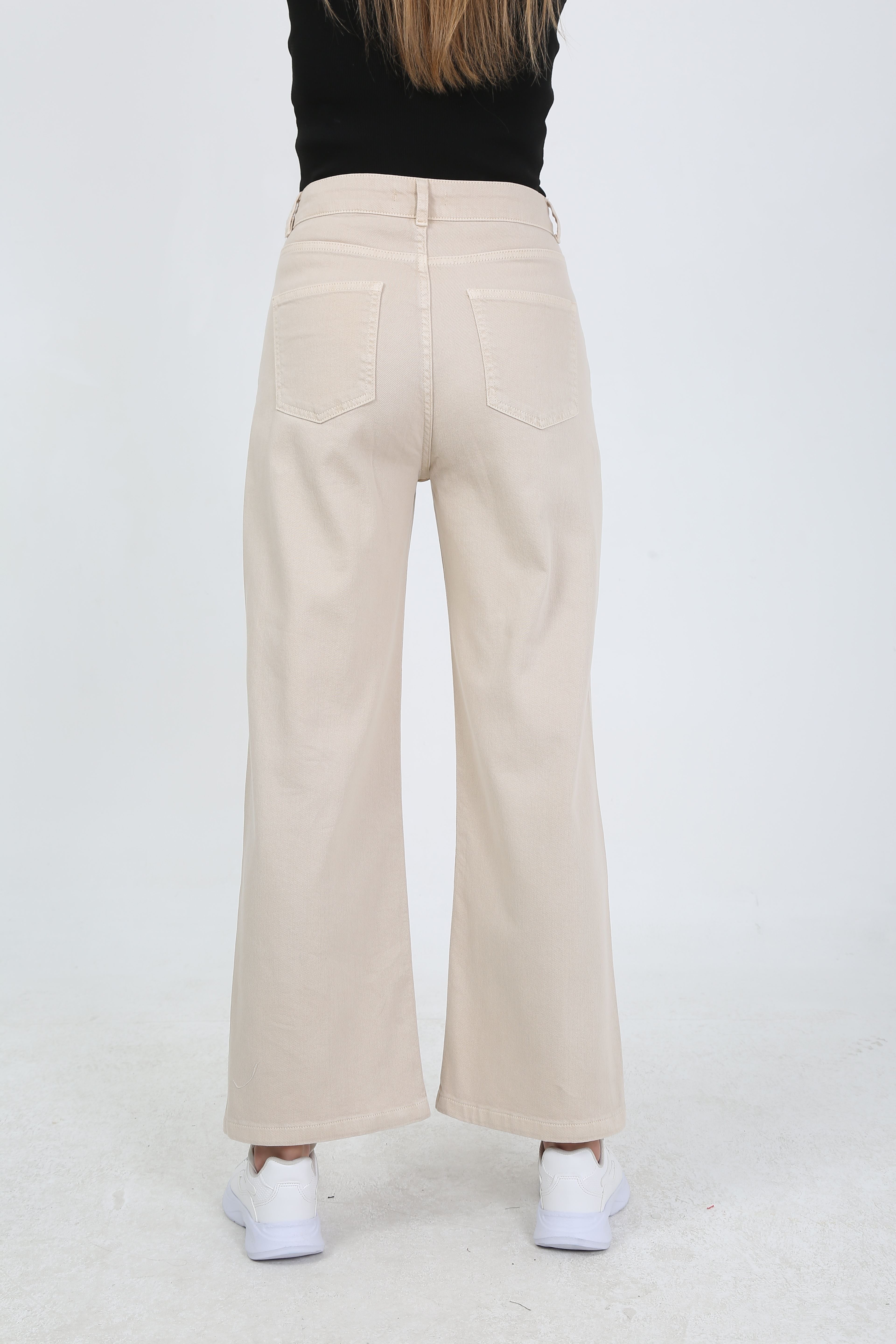 Elastic Waist Detail Jean Pants – Ecru