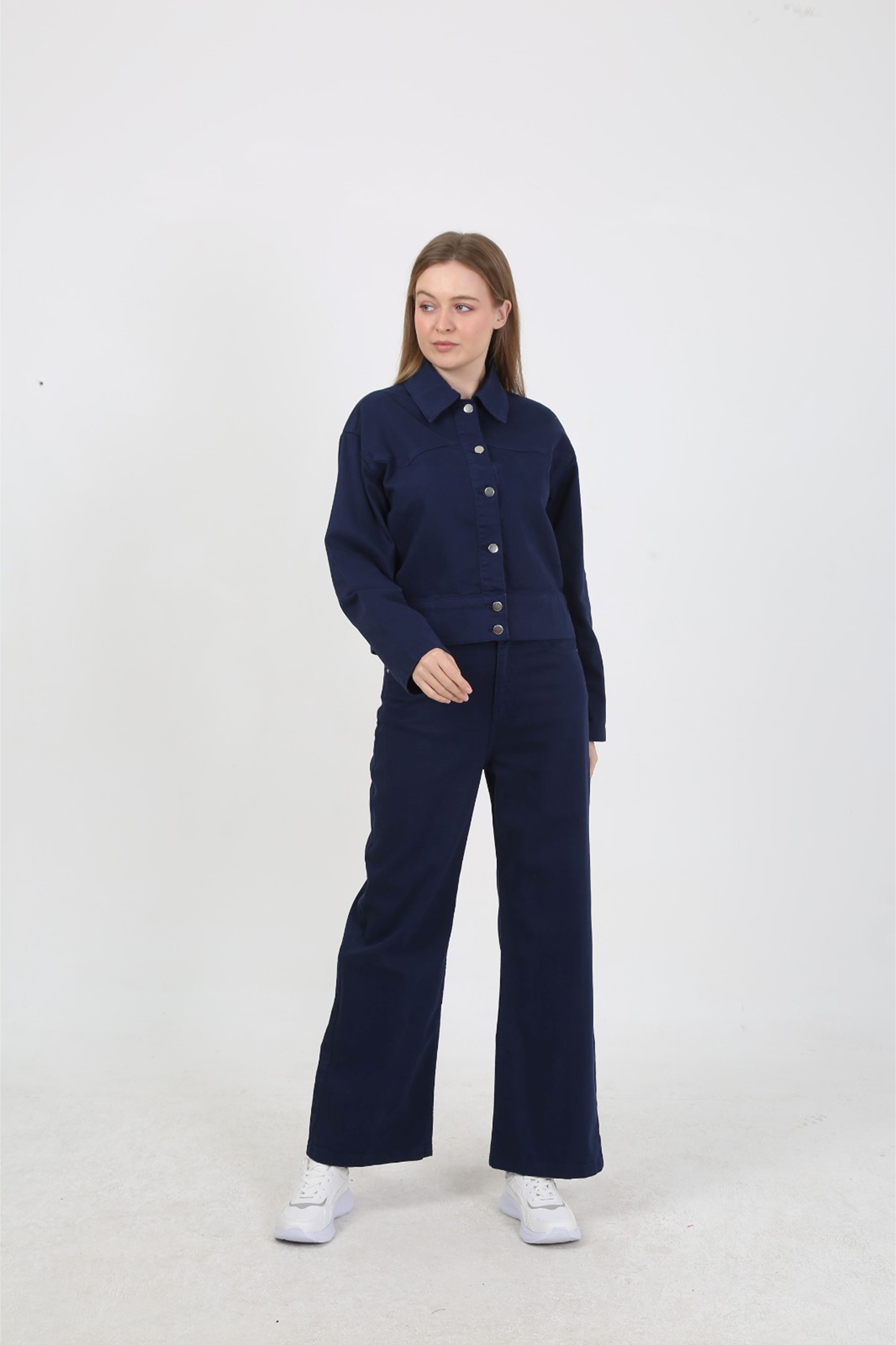 KADIN  JEAN PANTOLON VE CEKET TAKIM- LACİVERT