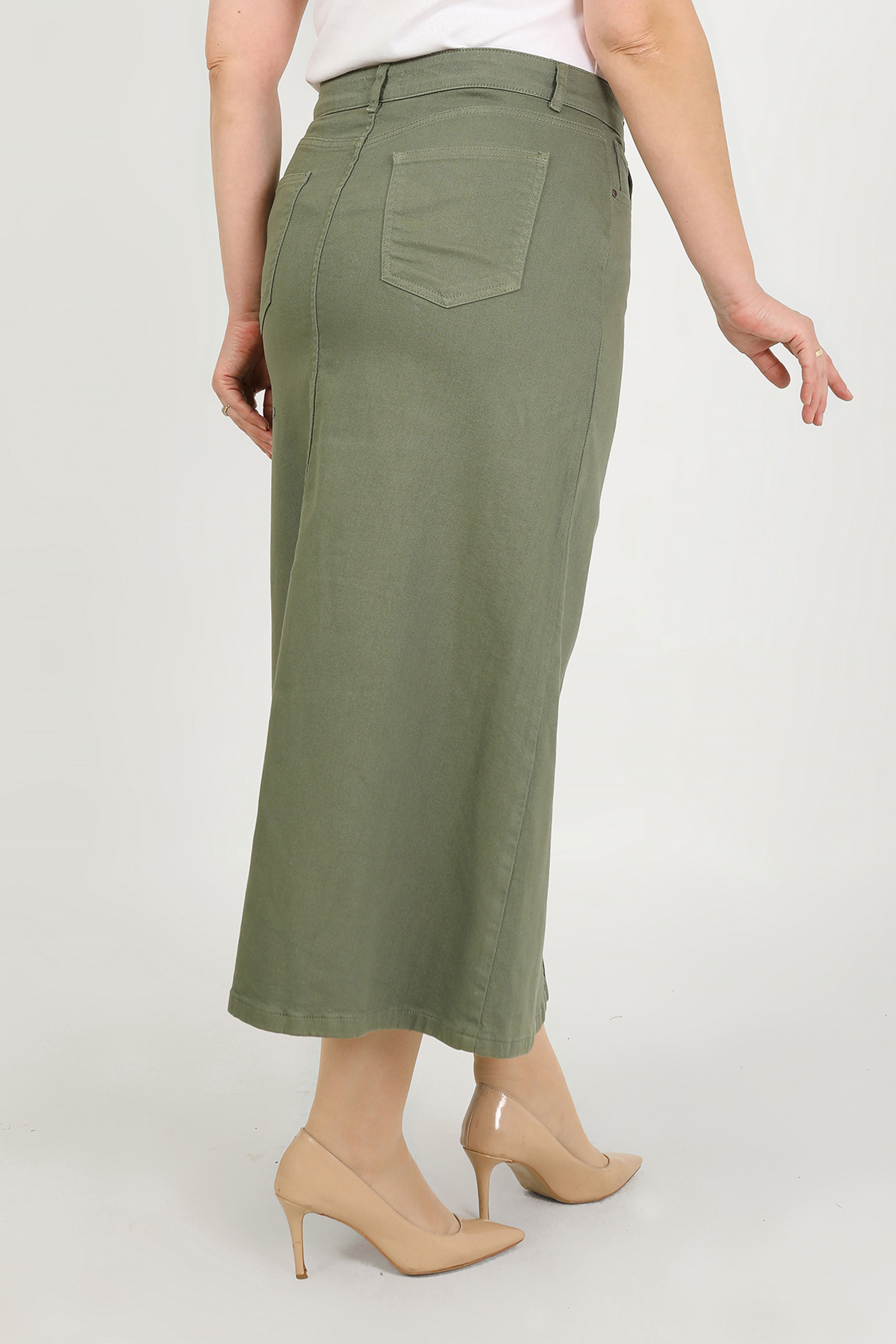 BÜYÜK BEDEN TESETTÜR ETEK- HAKİ