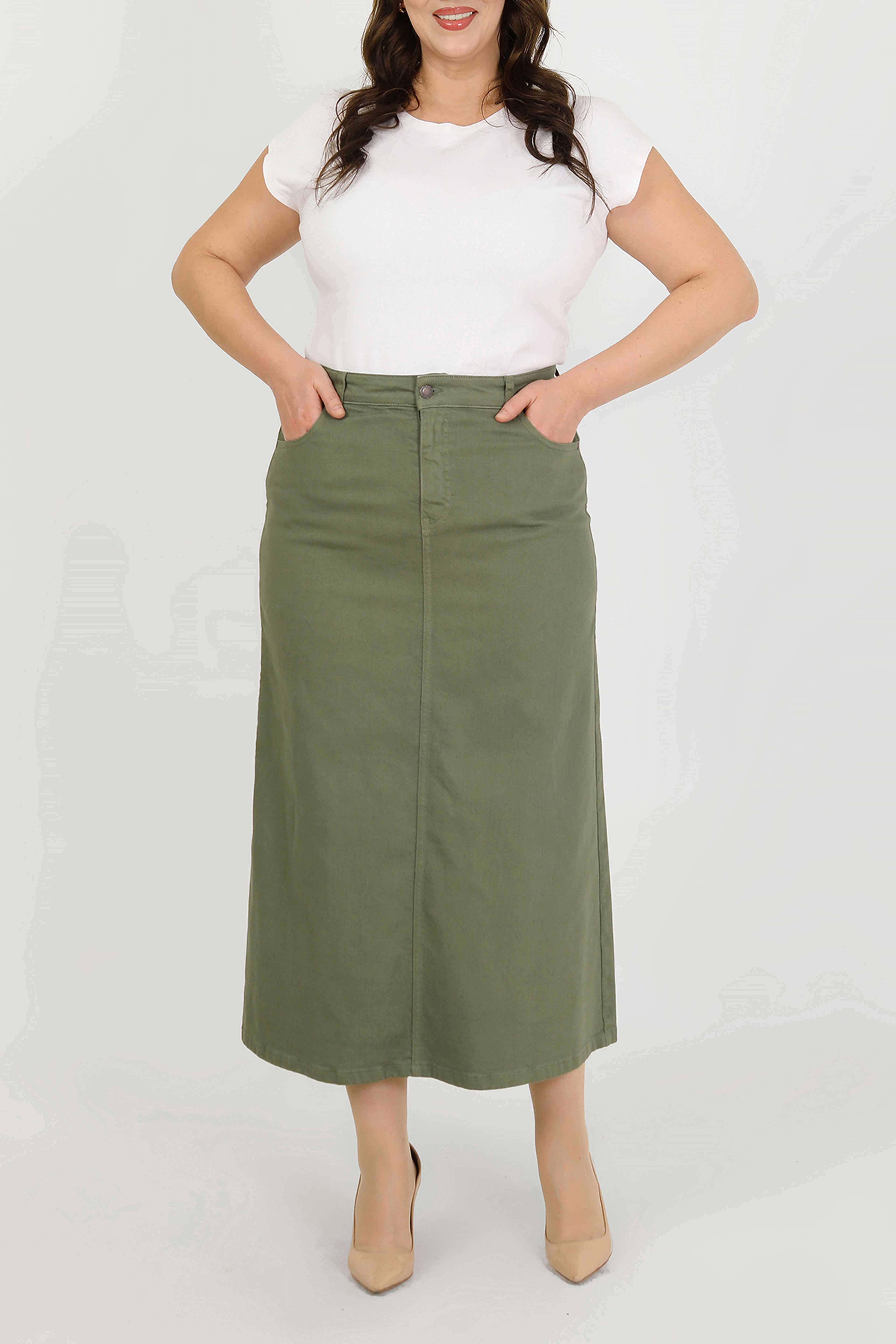 BÜYÜK BEDEN TESETTÜR ETEK- HAKİ