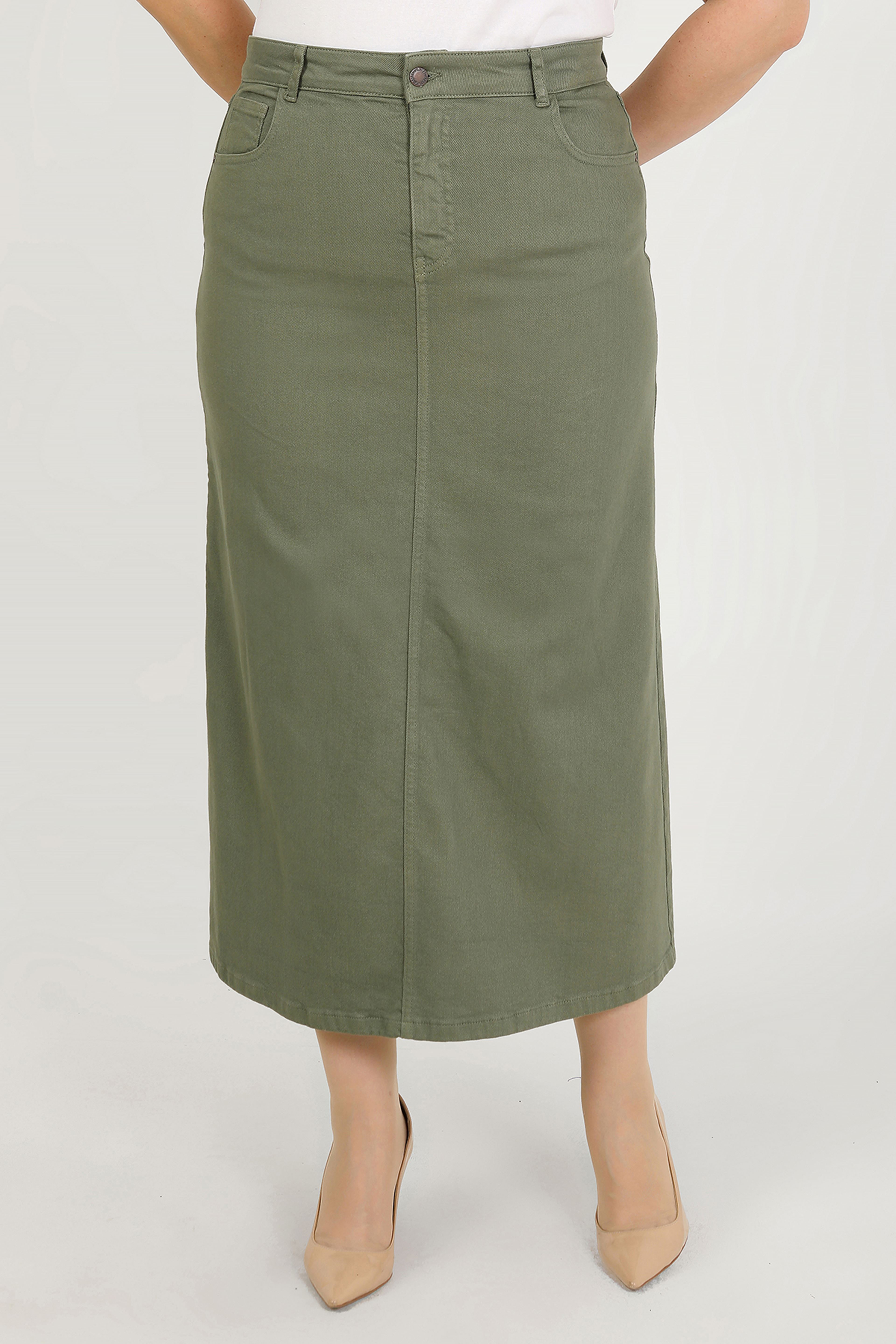 BÜYÜK BEDEN TESETTÜR ETEK- HAKİ