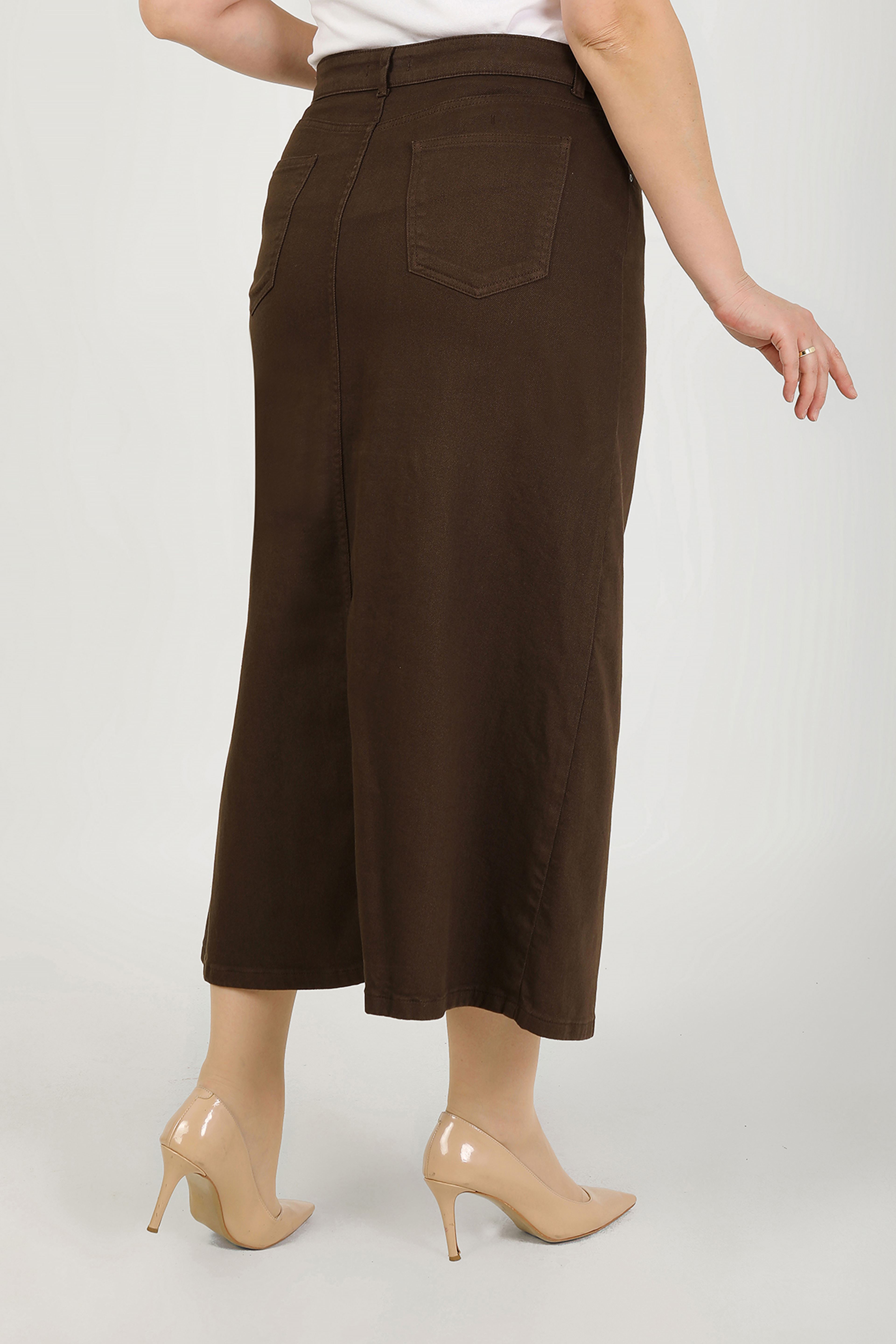 BÜYÜK BEDEN TESETTÜR ETEK- KAHVERENGİ