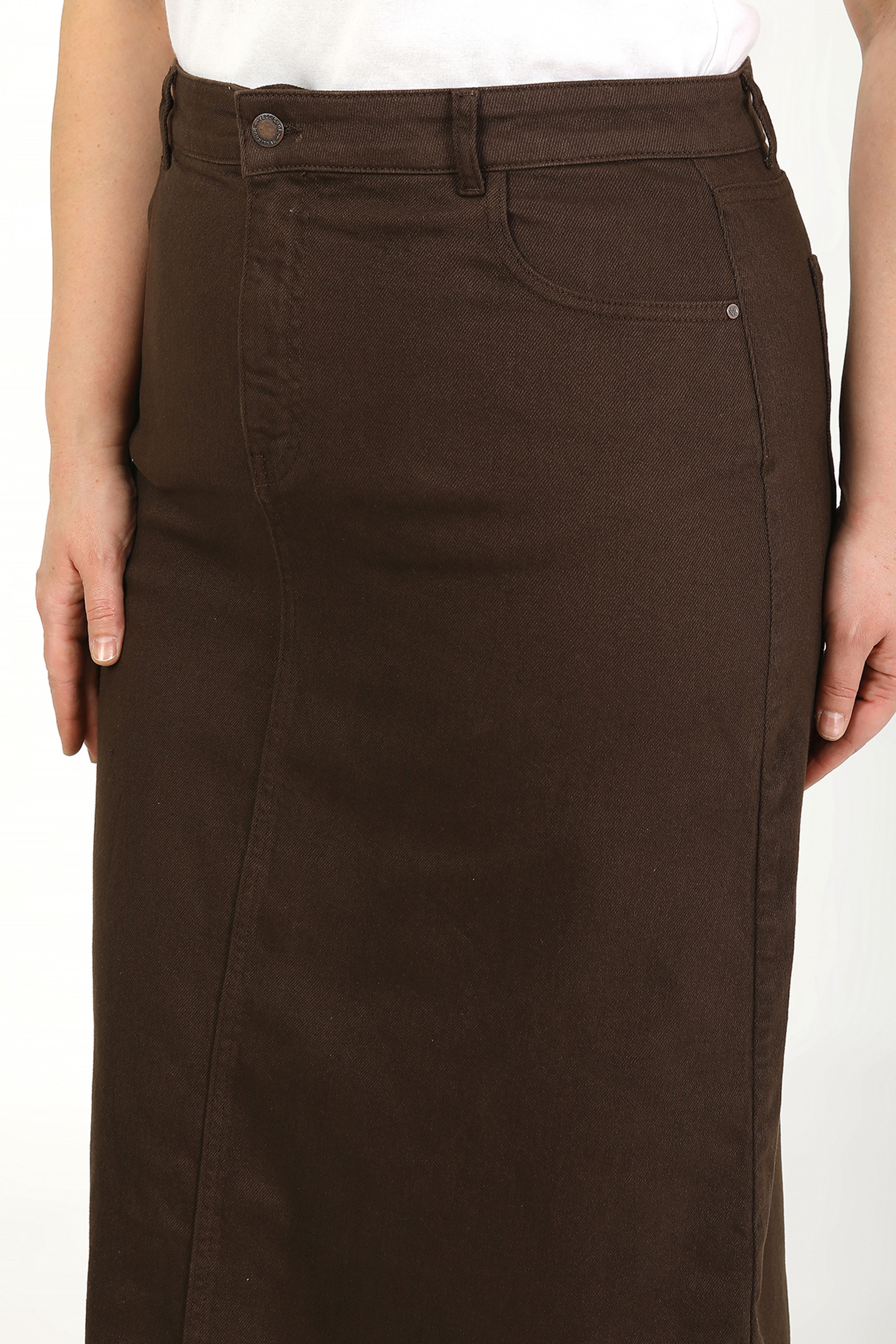 BÜYÜK BEDEN TESETTÜR ETEK- KAHVERENGİ