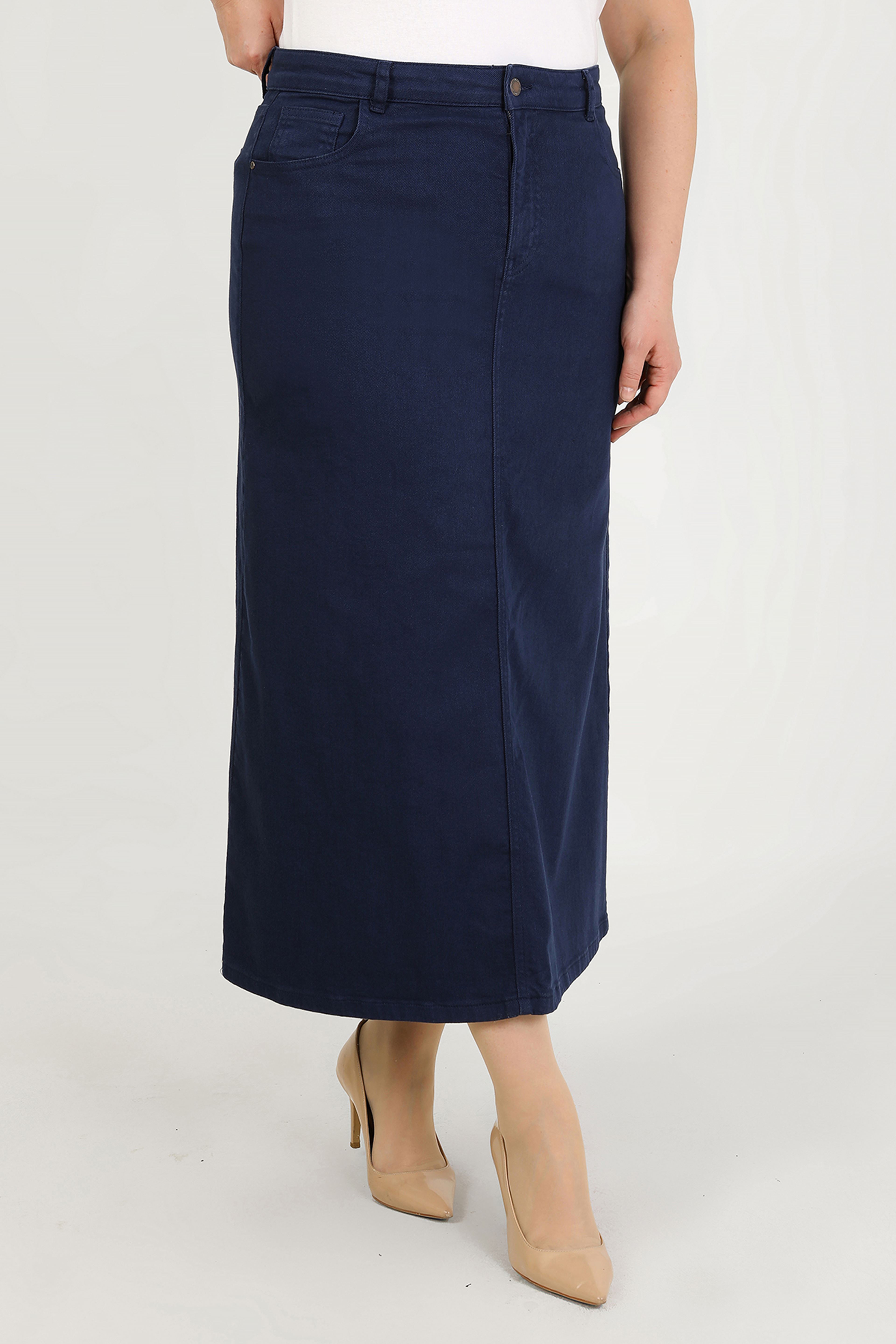 BÜYÜK BEDEN TESETTÜR ETEK- LACİVERT