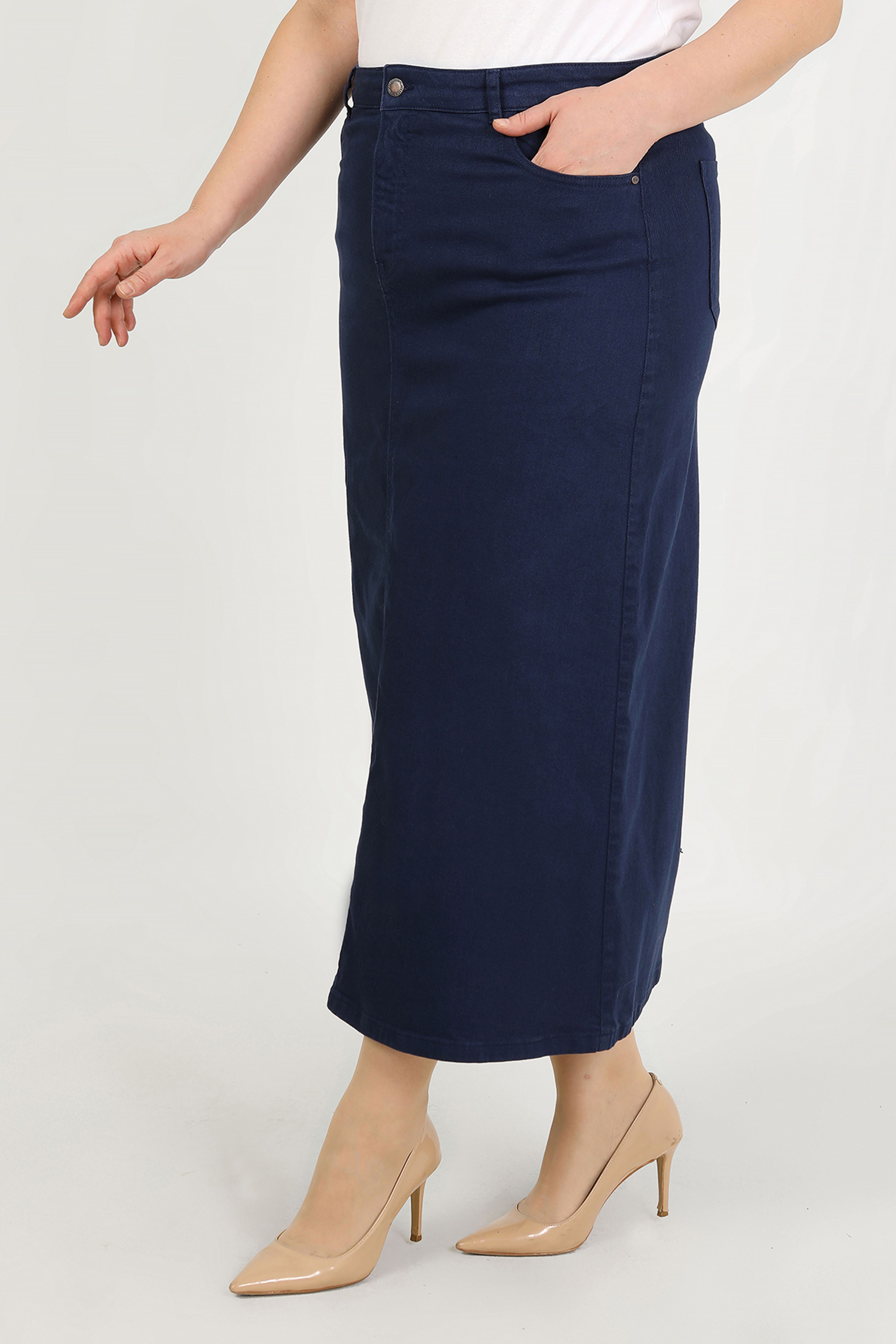 BÜYÜK BEDEN TESETTÜR ETEK- LACİVERT