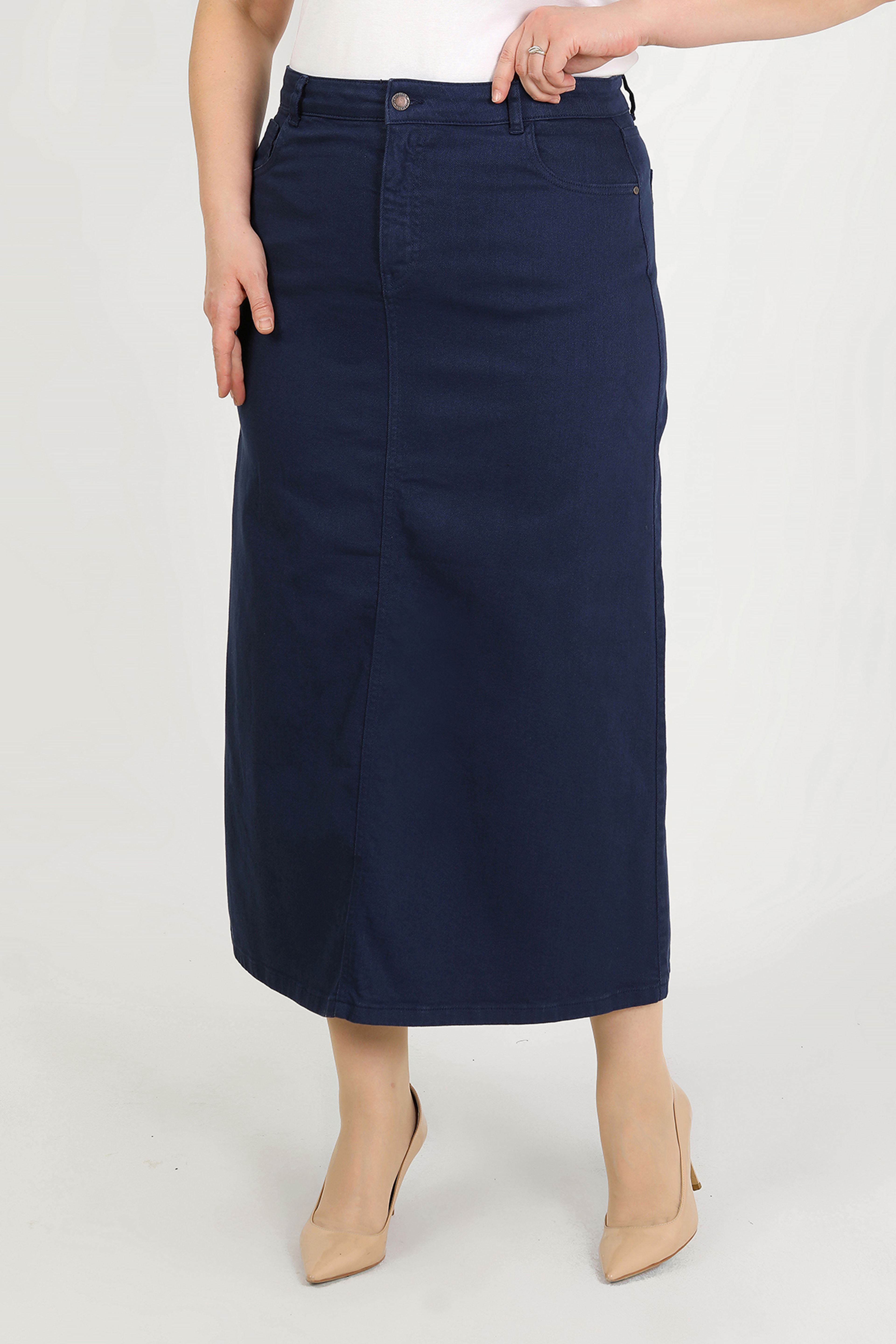 BÜYÜK BEDEN TESETTÜR ETEK- LACİVERT