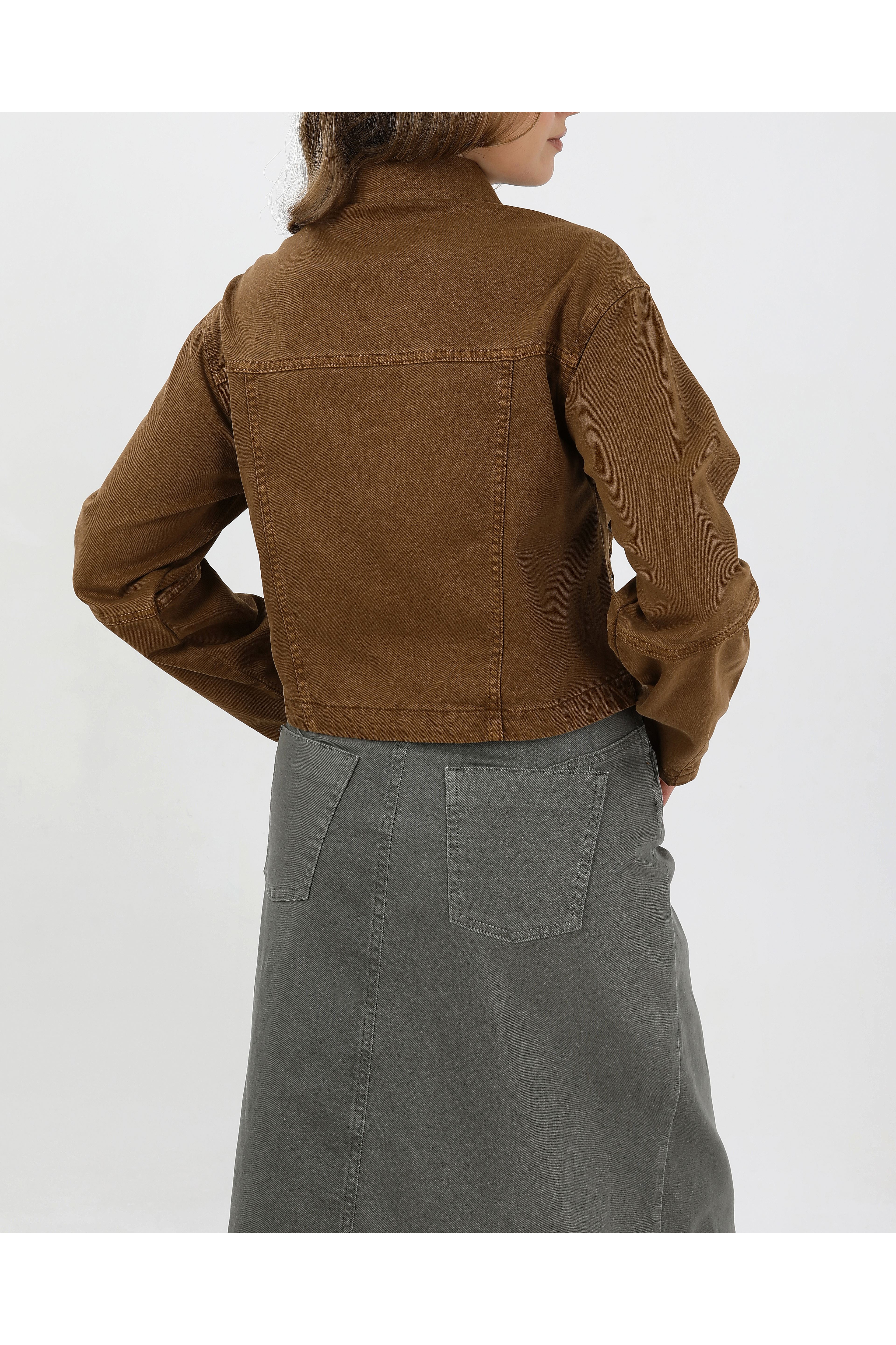 BAĞCIKLI DENİM CEKET- CAMEL