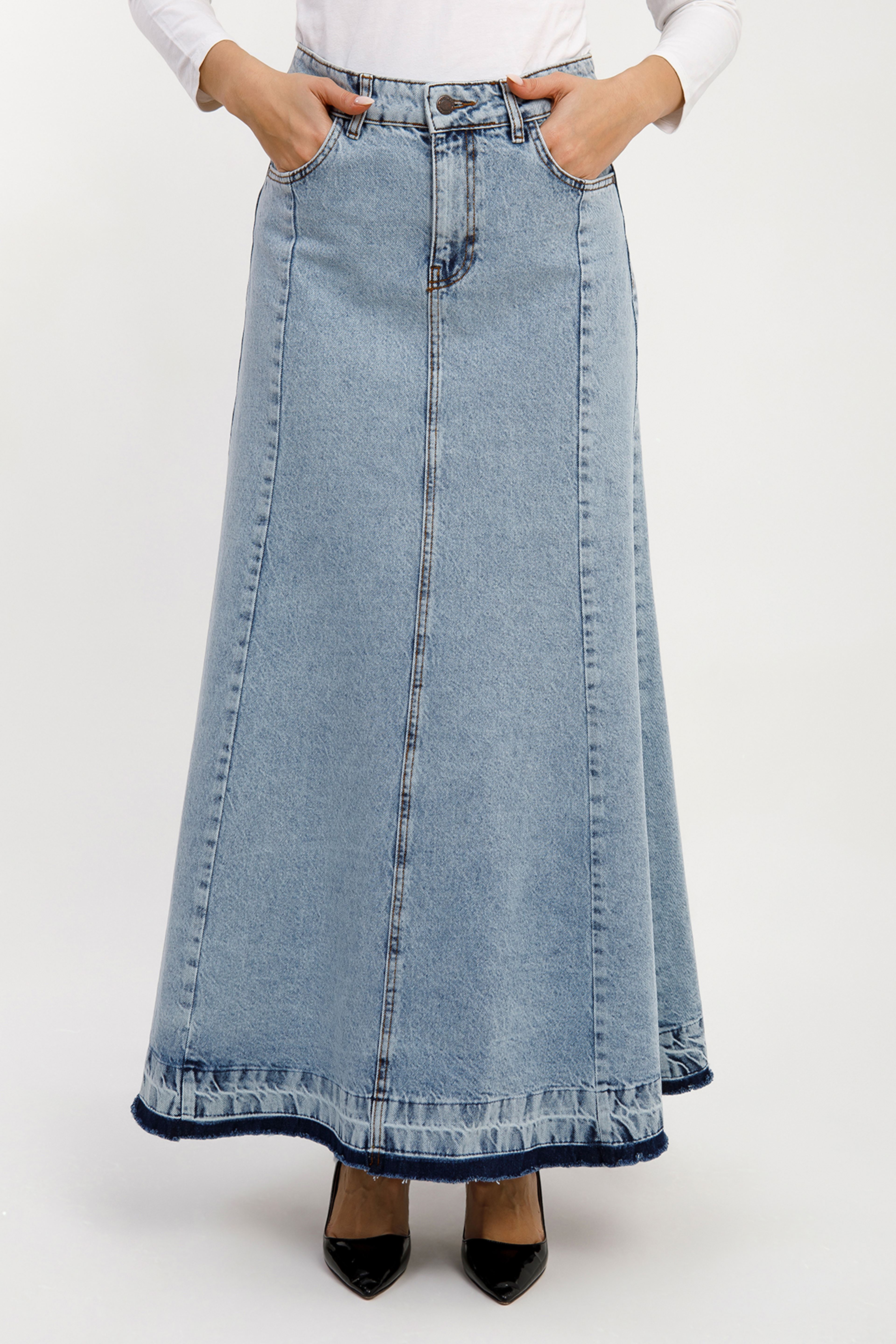 KADIN A FORM MAVİ DENİM ETEK