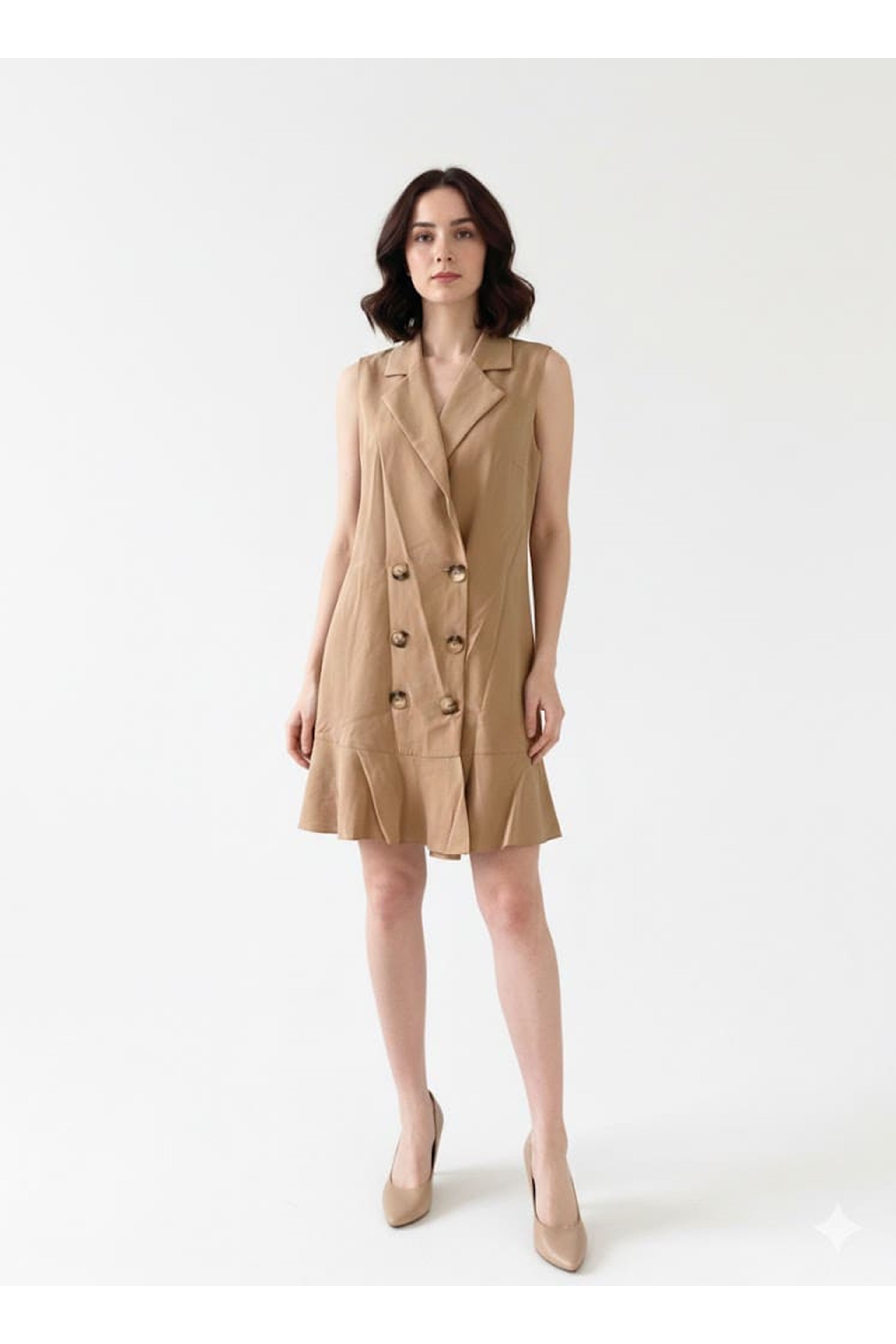 DÜĞMELİ MİNİ ELBİSE