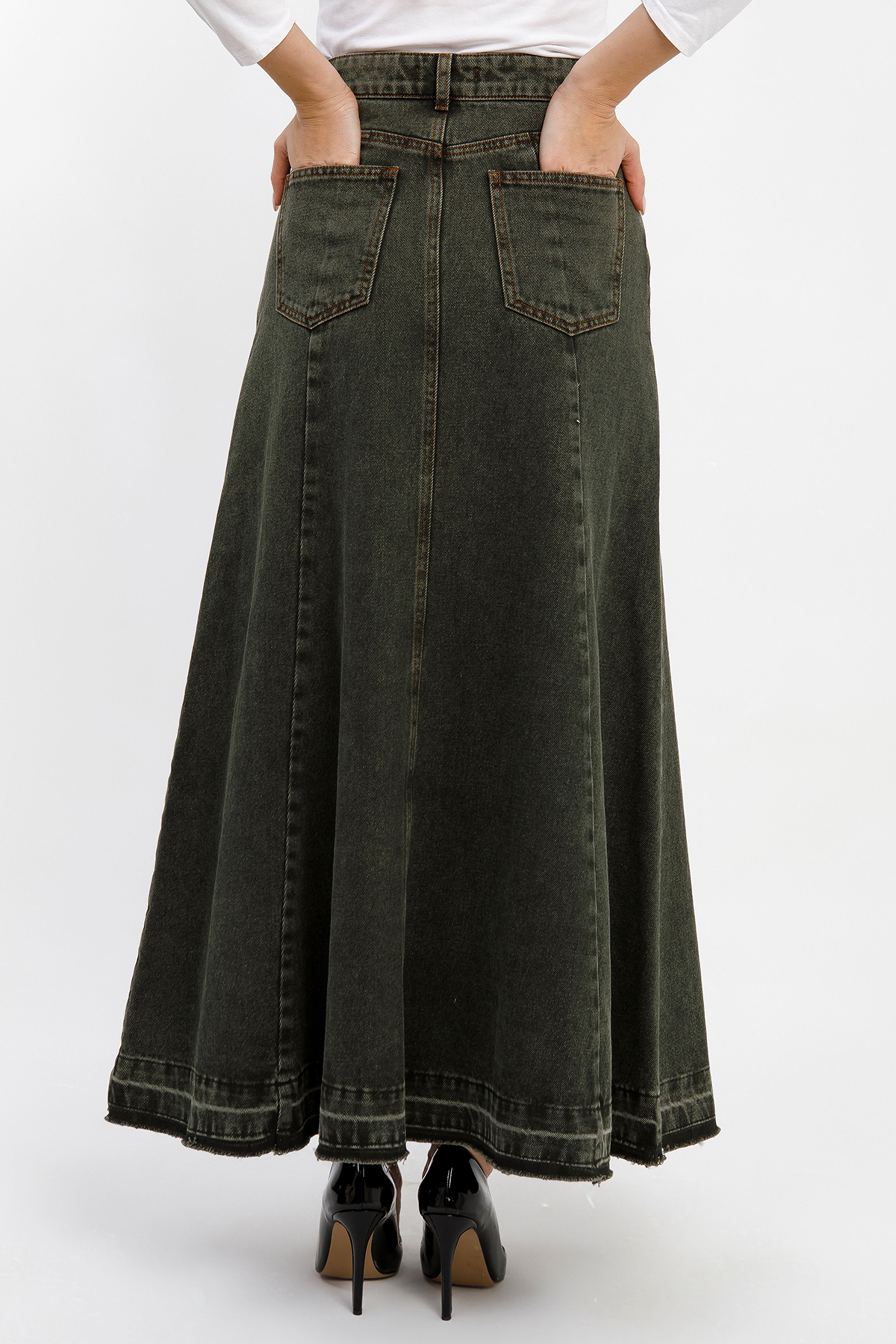 KADIN A FORM YEŞİL DENİM ETEK 