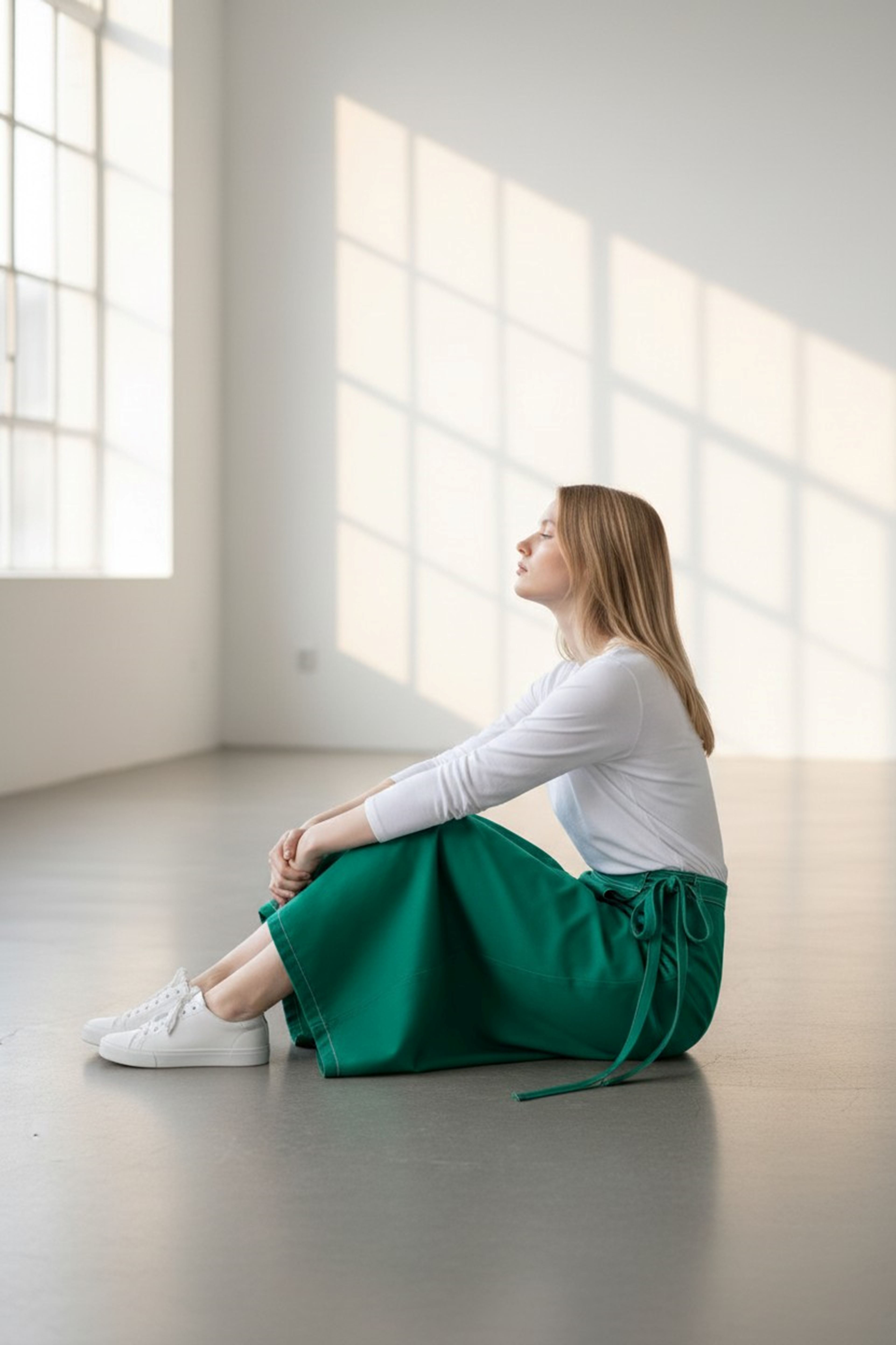 YANDAN BAĞLAMALI DENİM ETEK YEŞİL