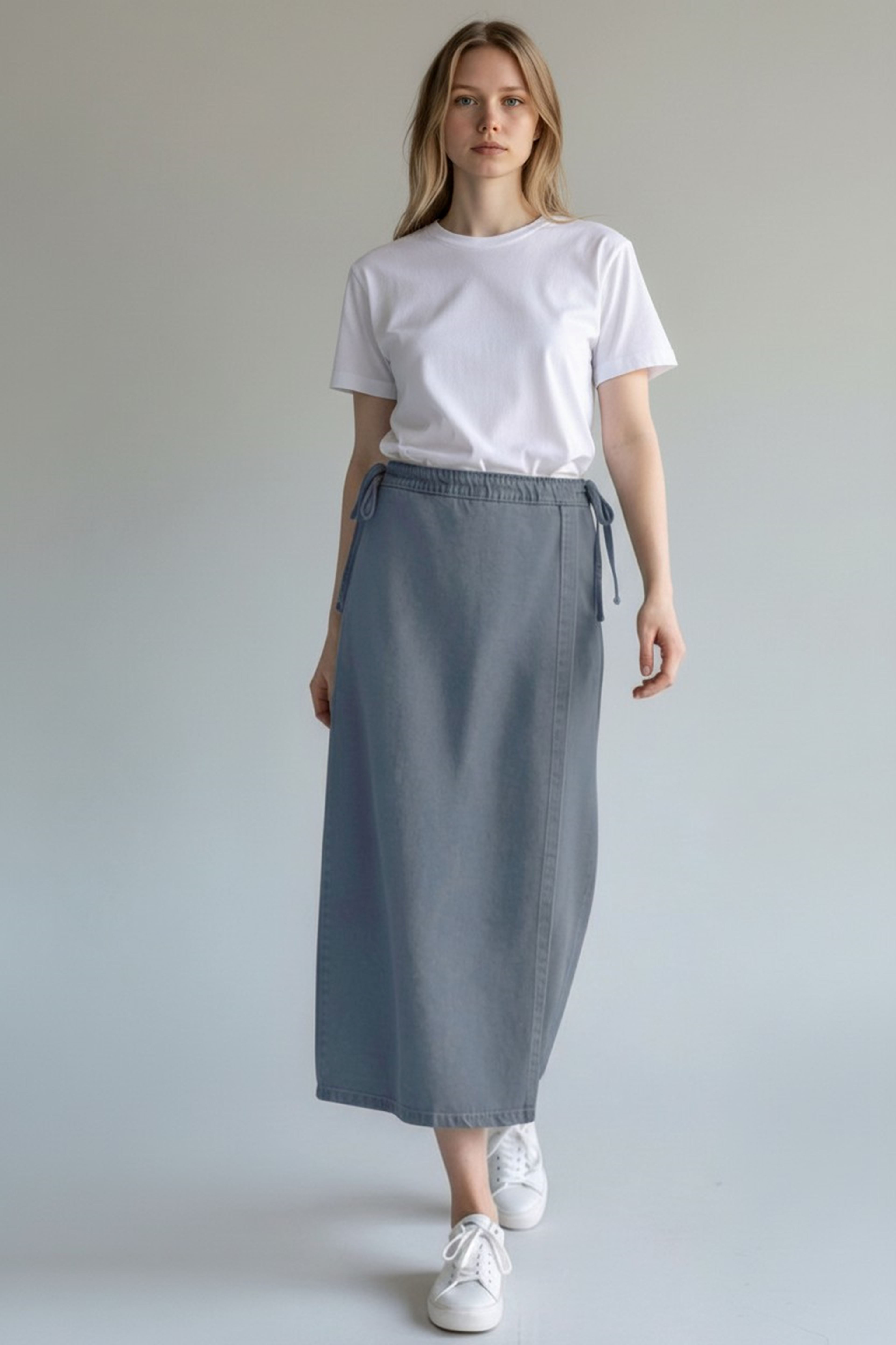 YANDAN BAĞLAMALI DENİM ETEK- ANTRASİT