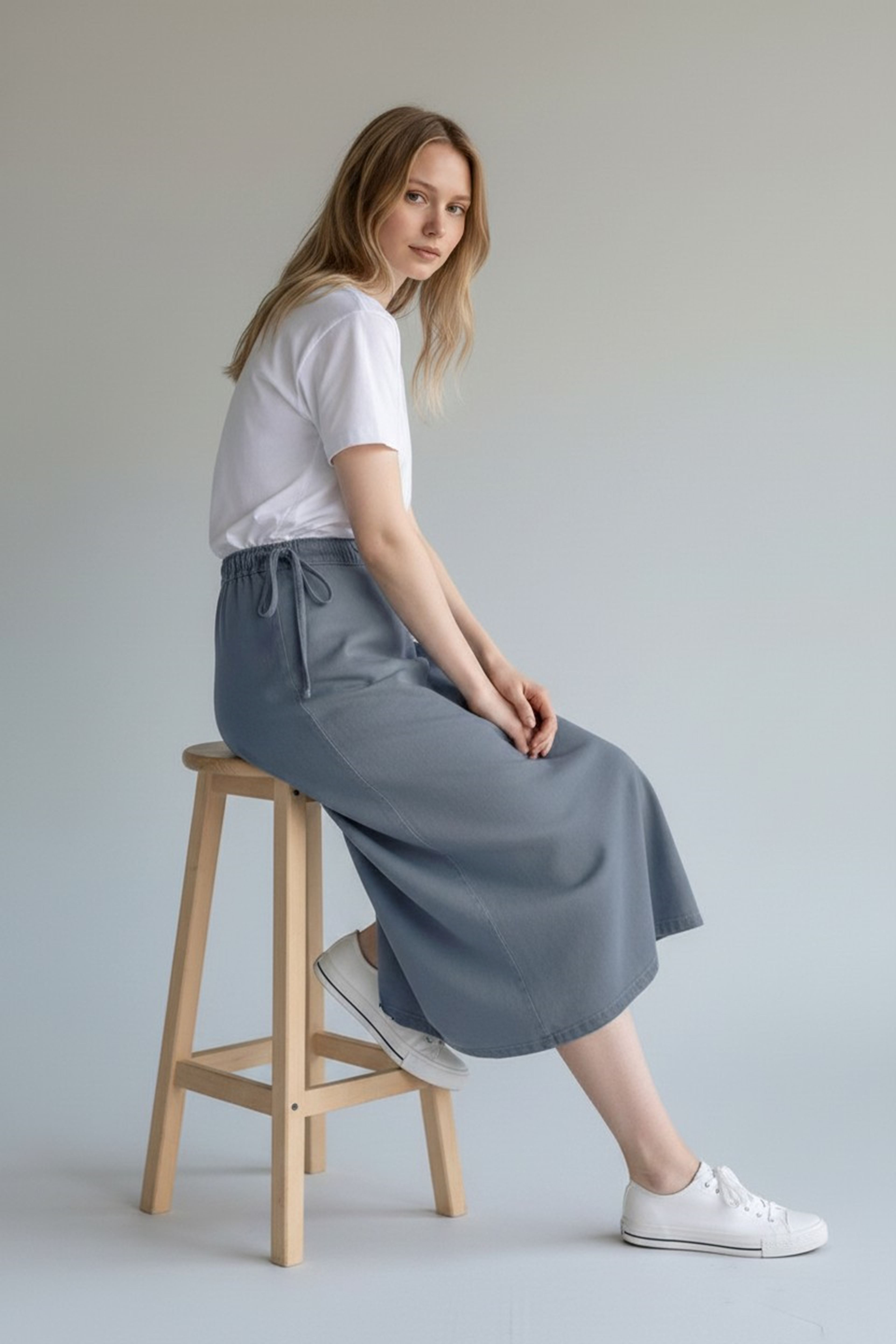 YANDAN BAĞLAMALI DENİM ETEK- ANTRASİT