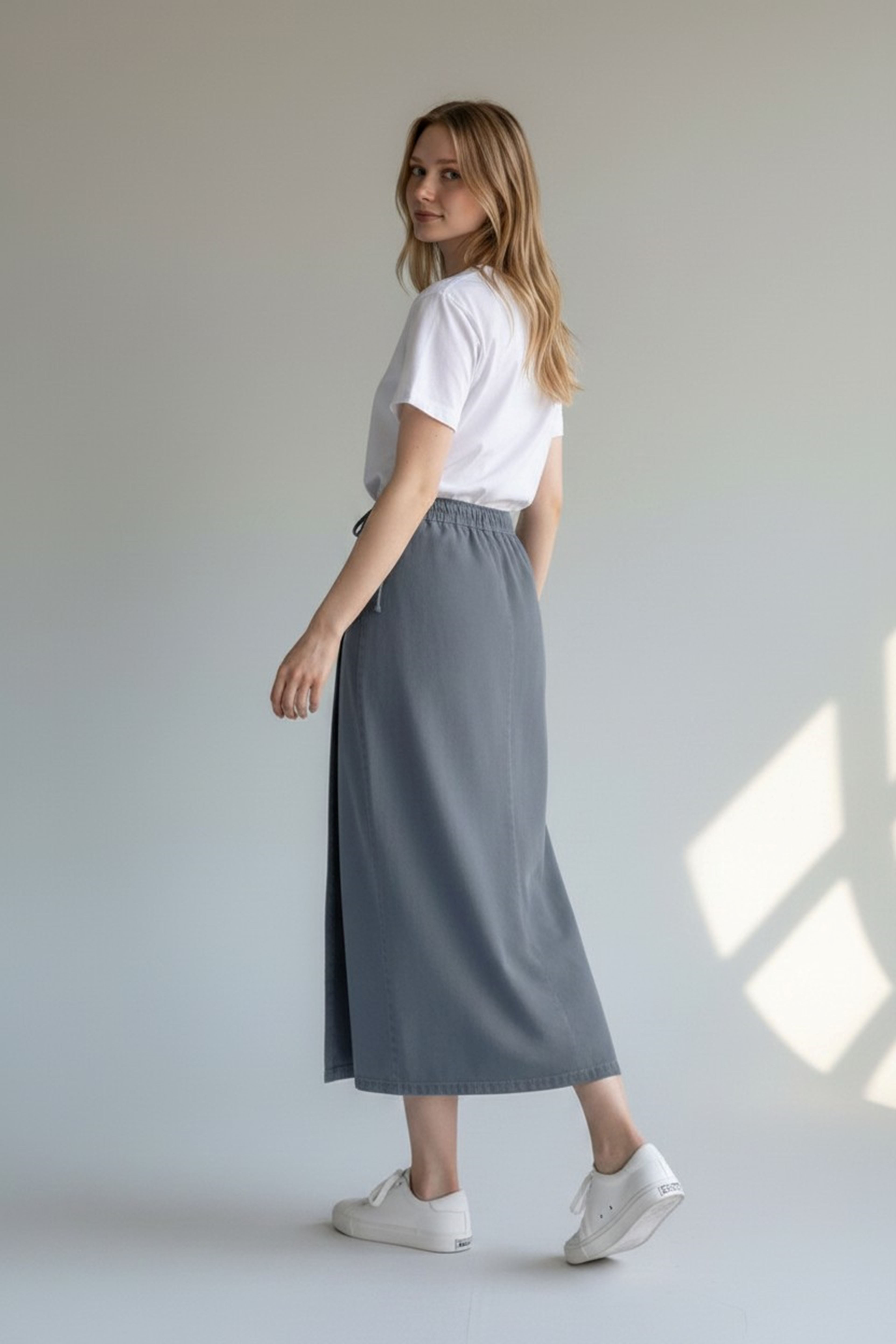 YANDAN BAĞLAMALI DENİM ETEK- ANTRASİT