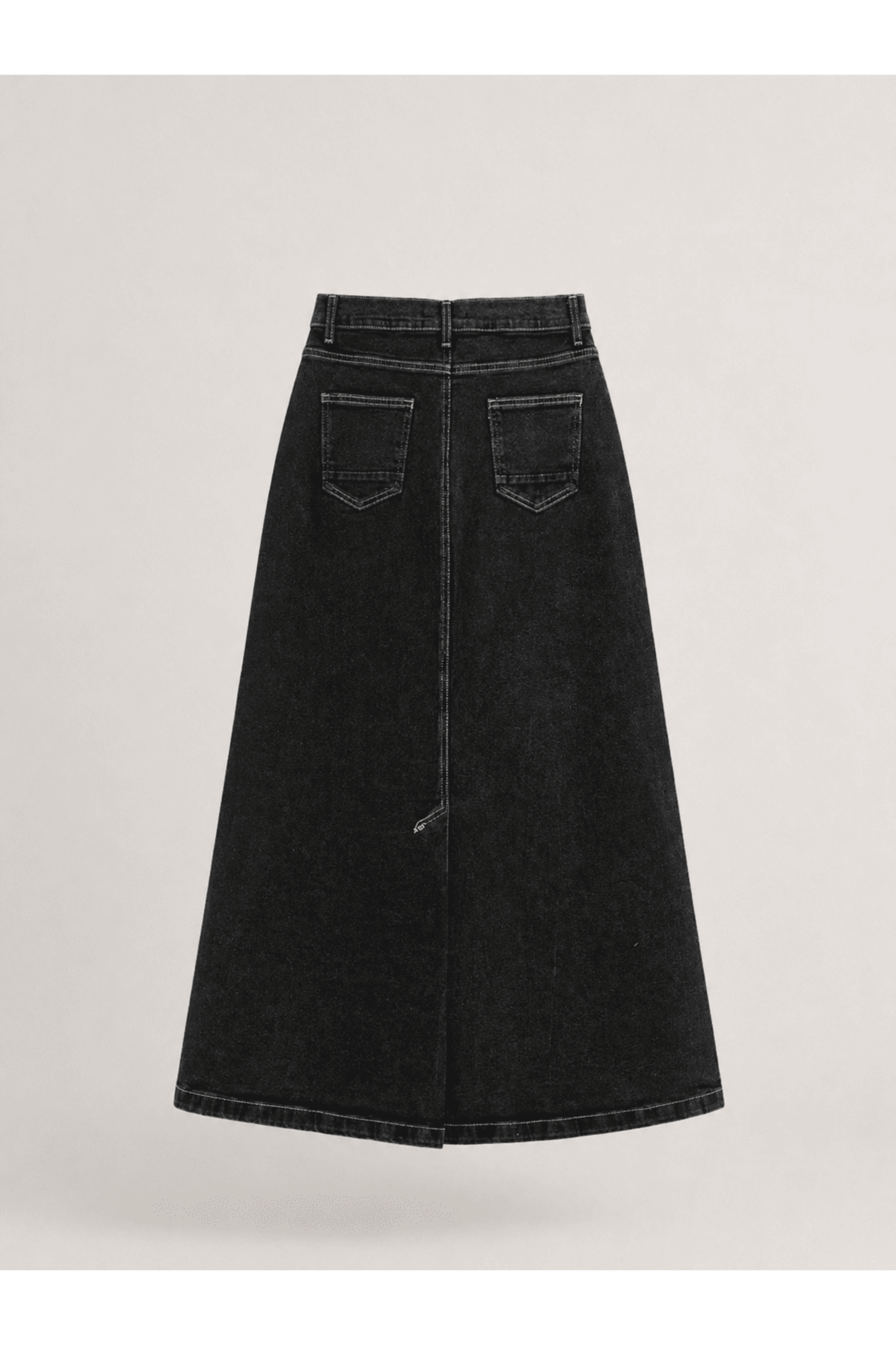 Doğal Kumaşlı Kontrast Dikişli Kot Etek ANTRASİT