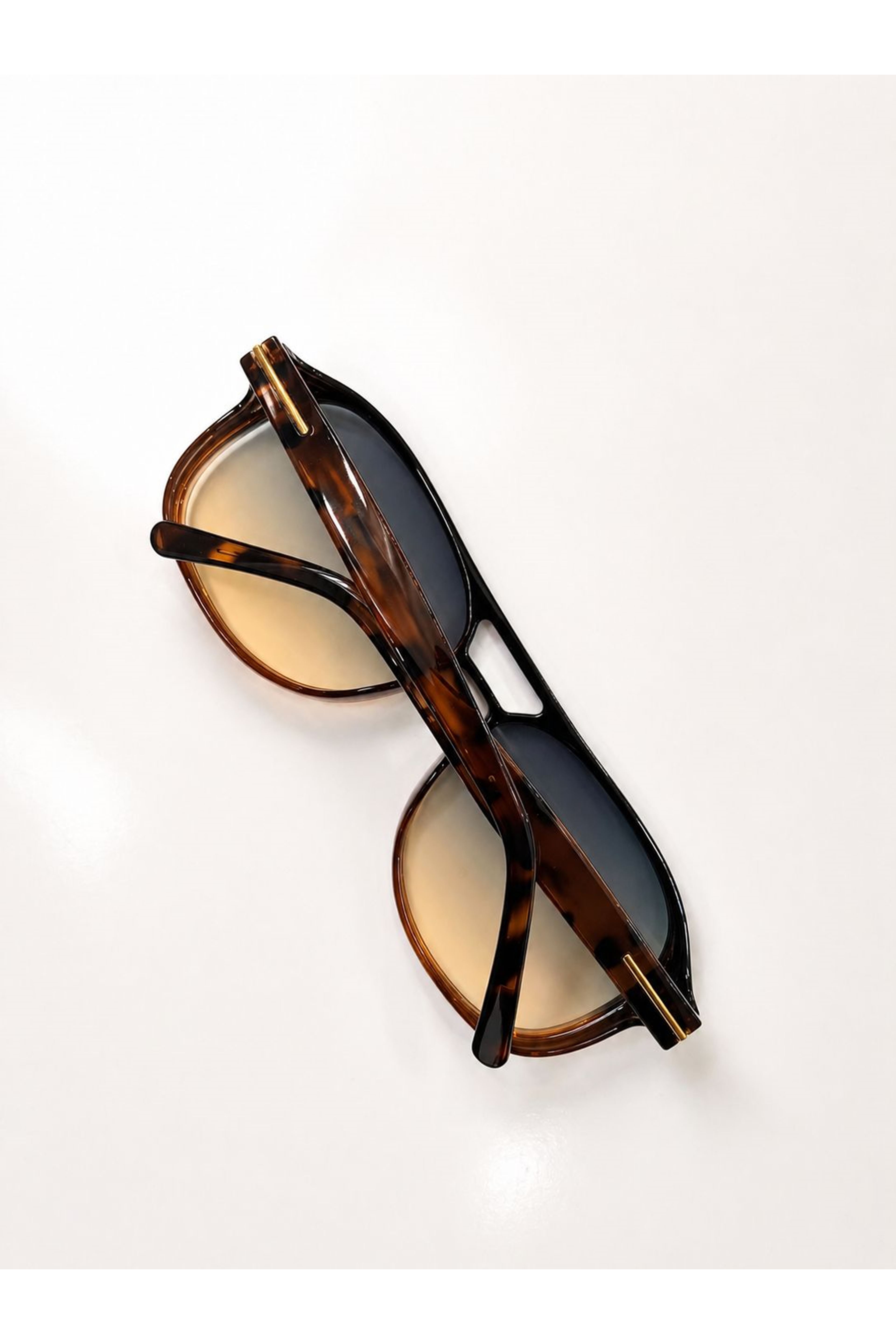 Oval Yuvarlak Çerçeve Degrade Cam Güneş Gözlüğü