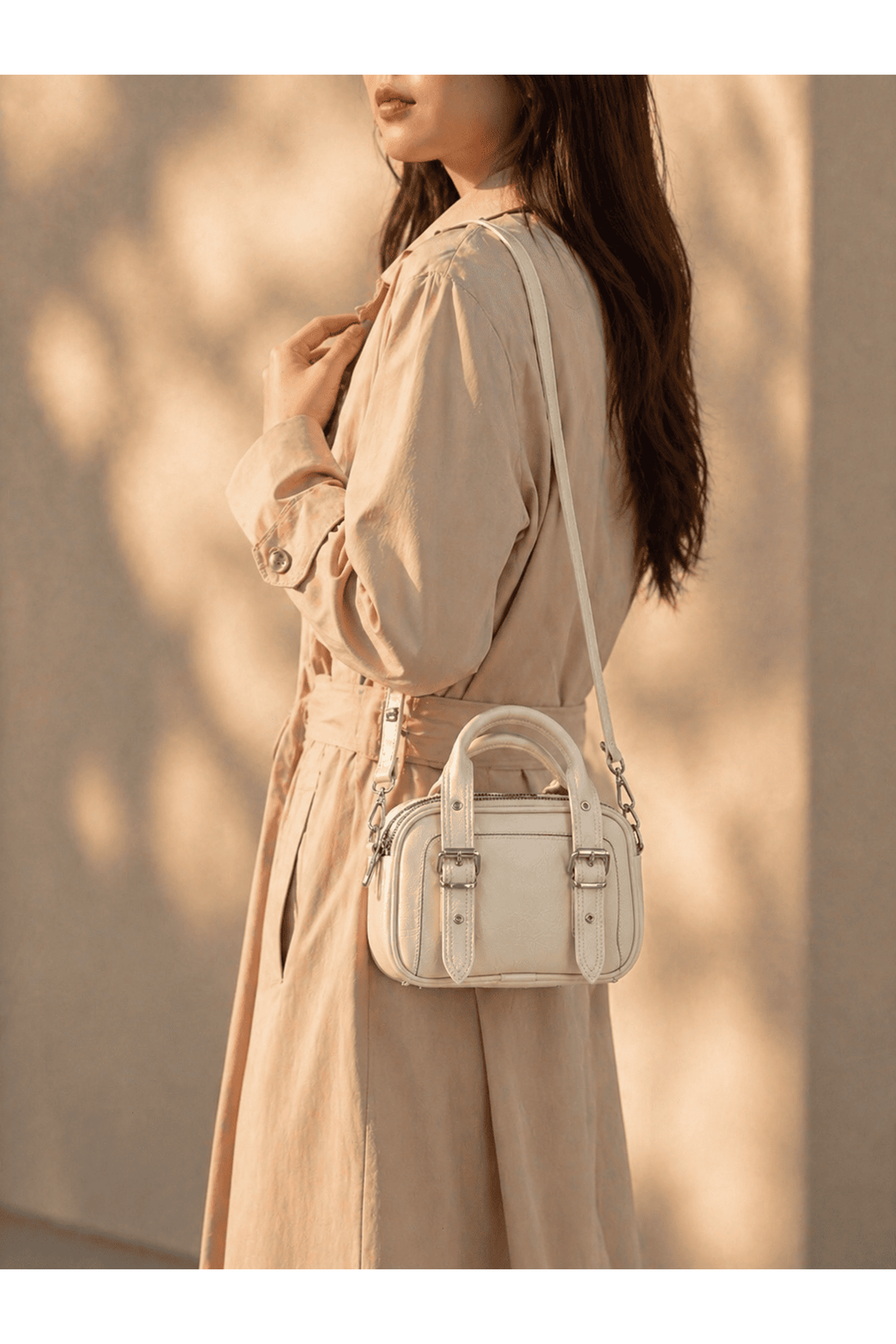 Kadın Üç Bölmeli Fermuarlı Mini Çanta Günlük El ve Omuz Modeli